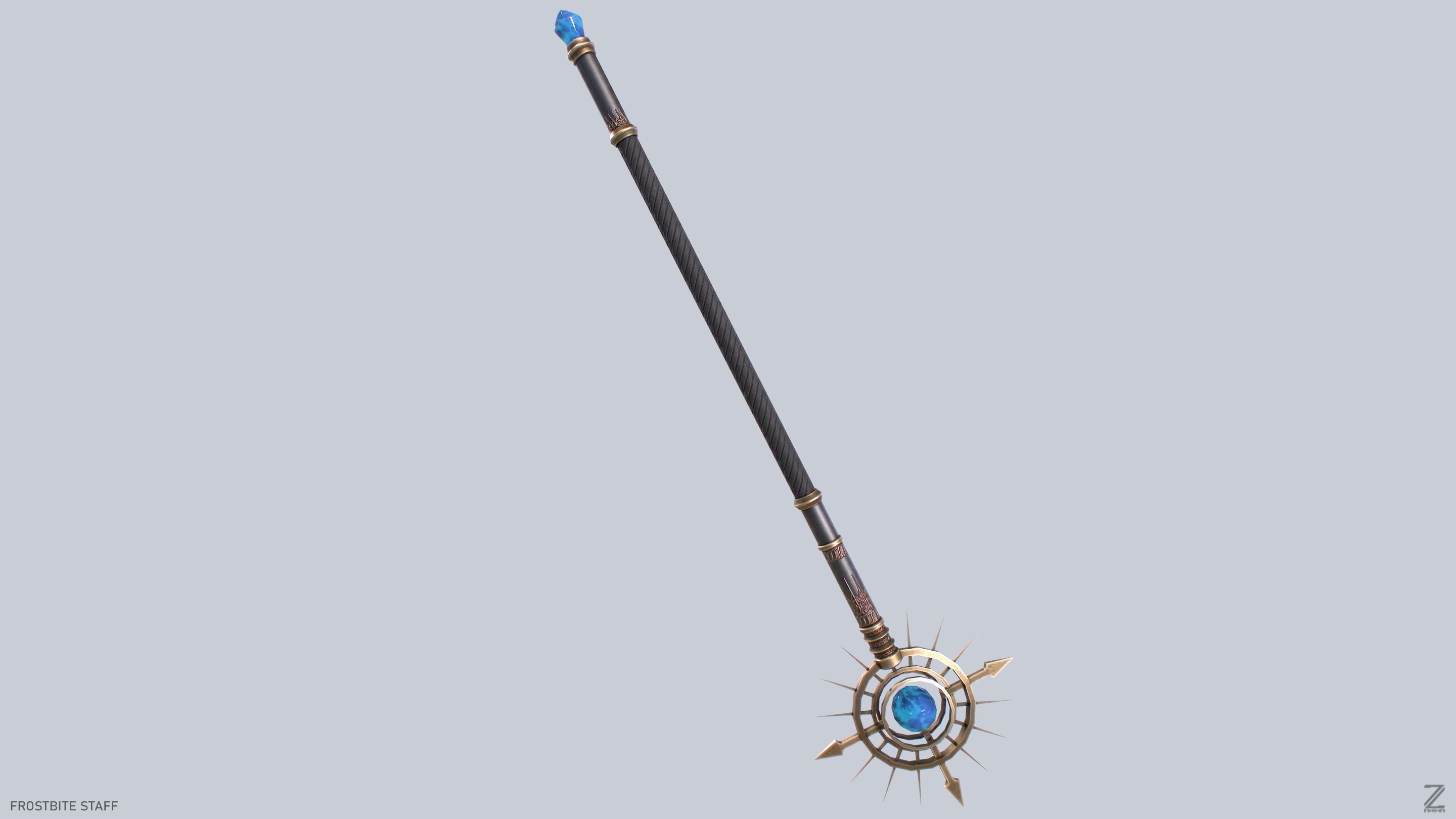 Frostbite staff Low-poly 3D model_8