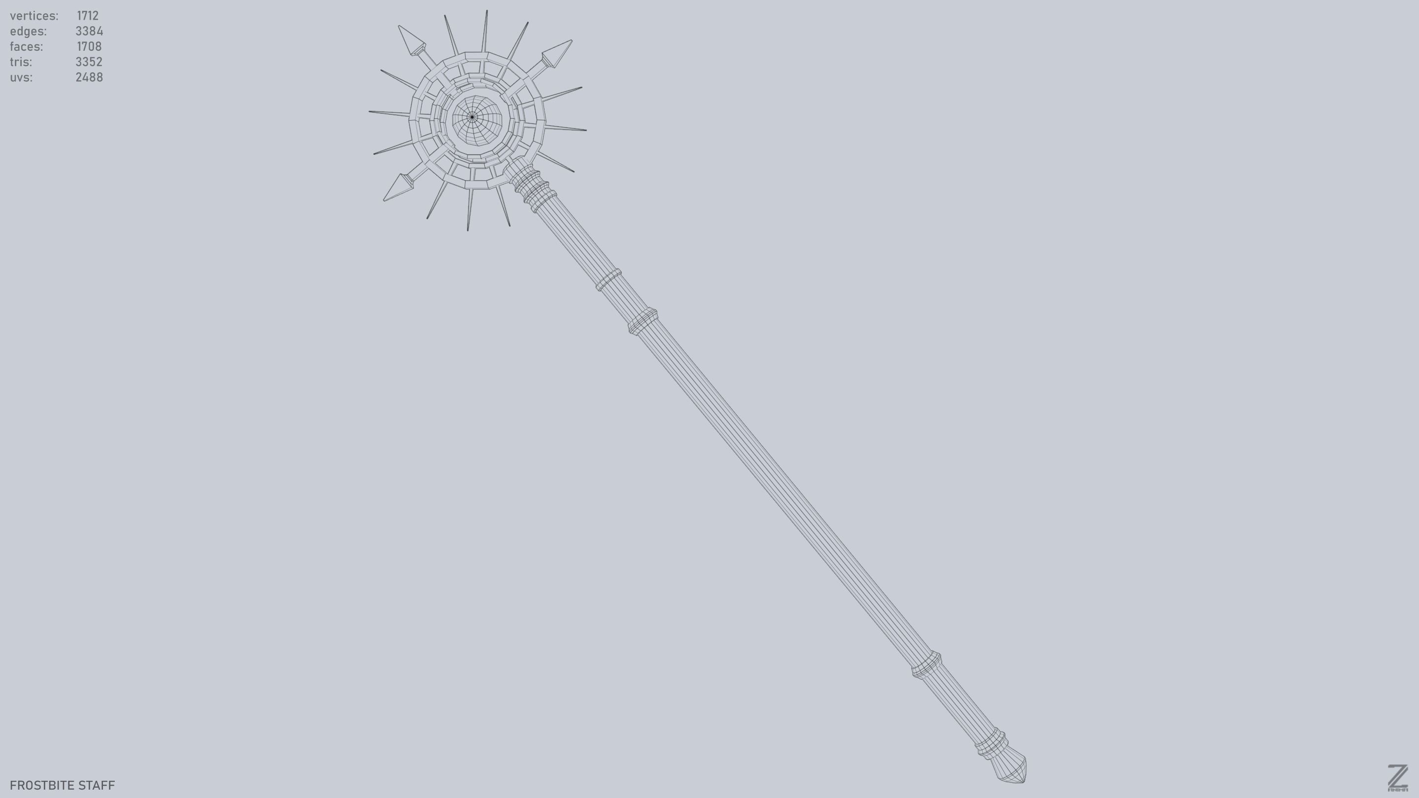 Frostbite staff Low-poly 3D model_4