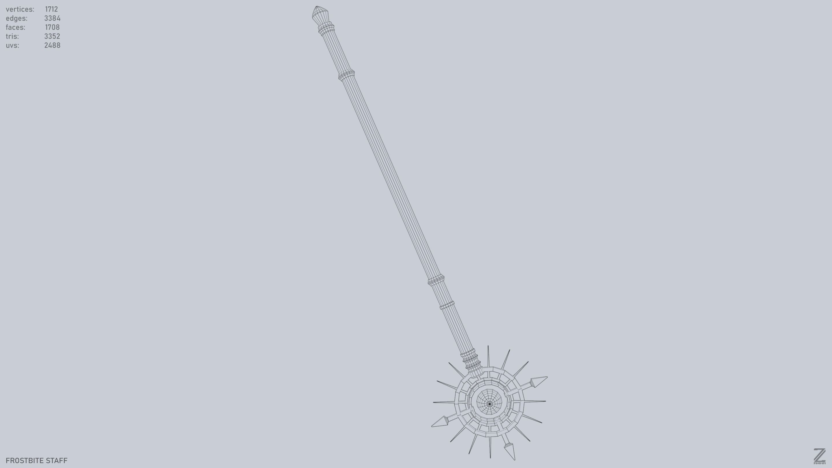 Frostbite staff Low-poly 3D model_13