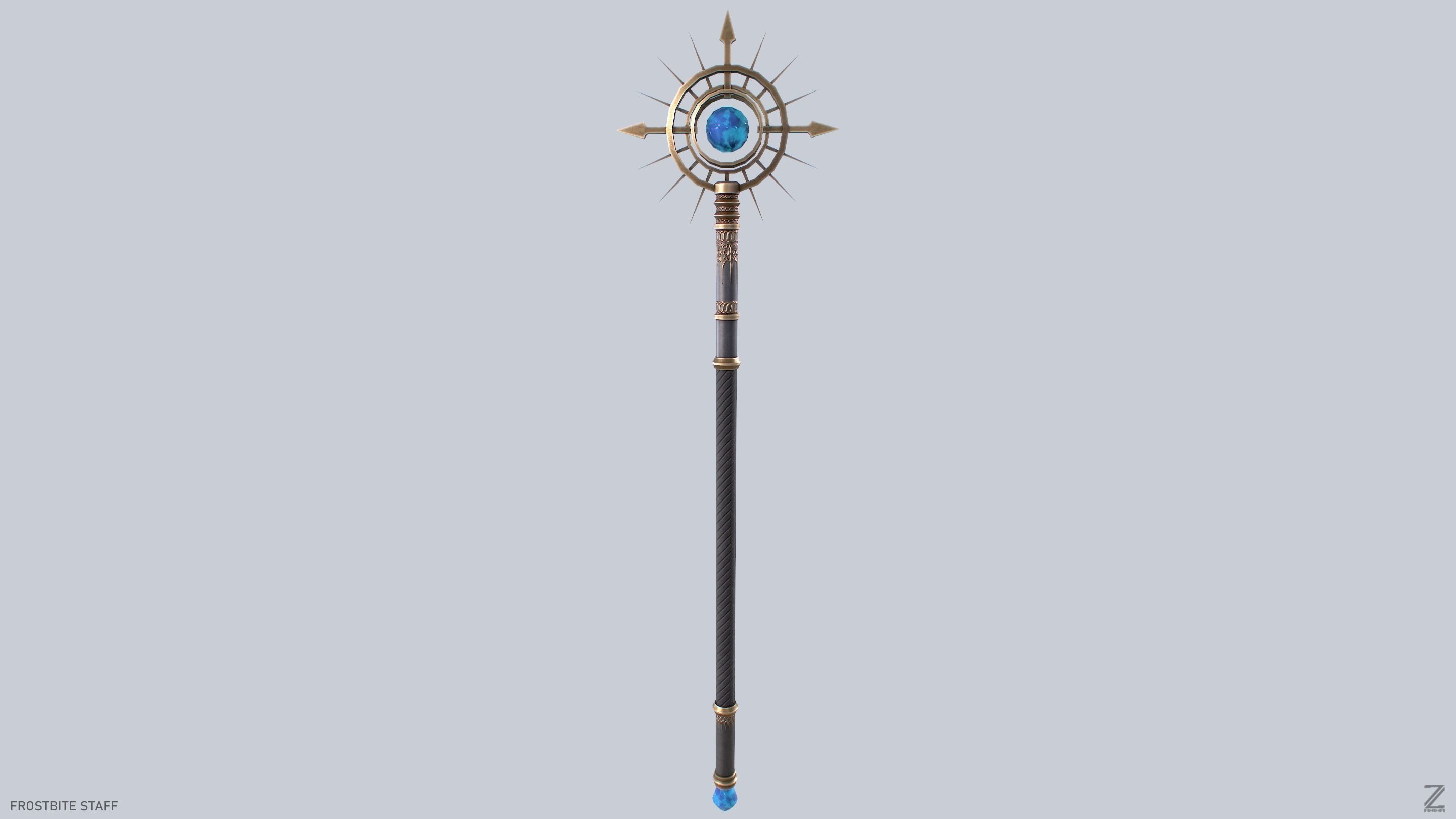 Frostbite staff Low-poly 3D model_5