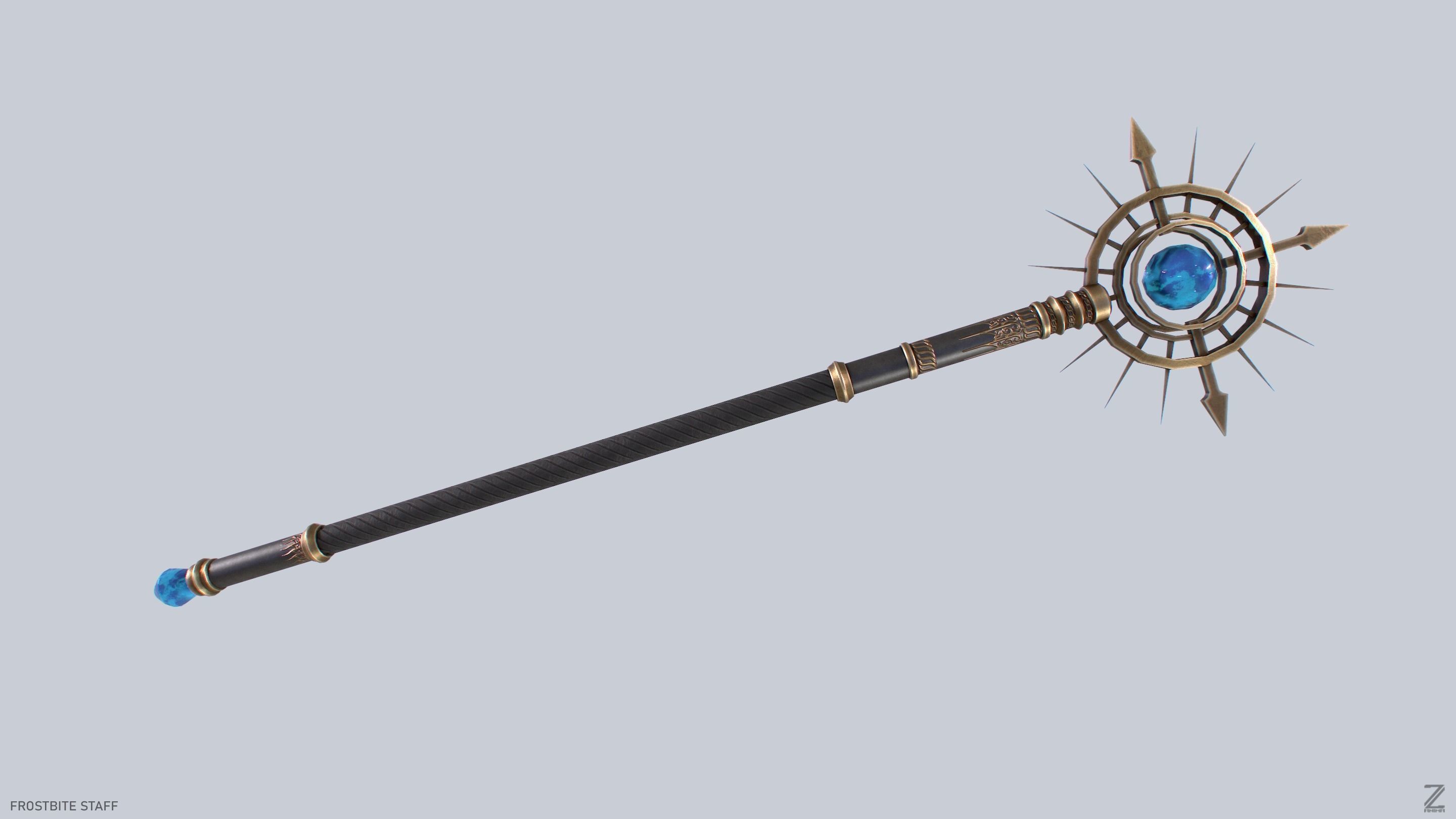 Frostbite staff Low-poly 3D model_9