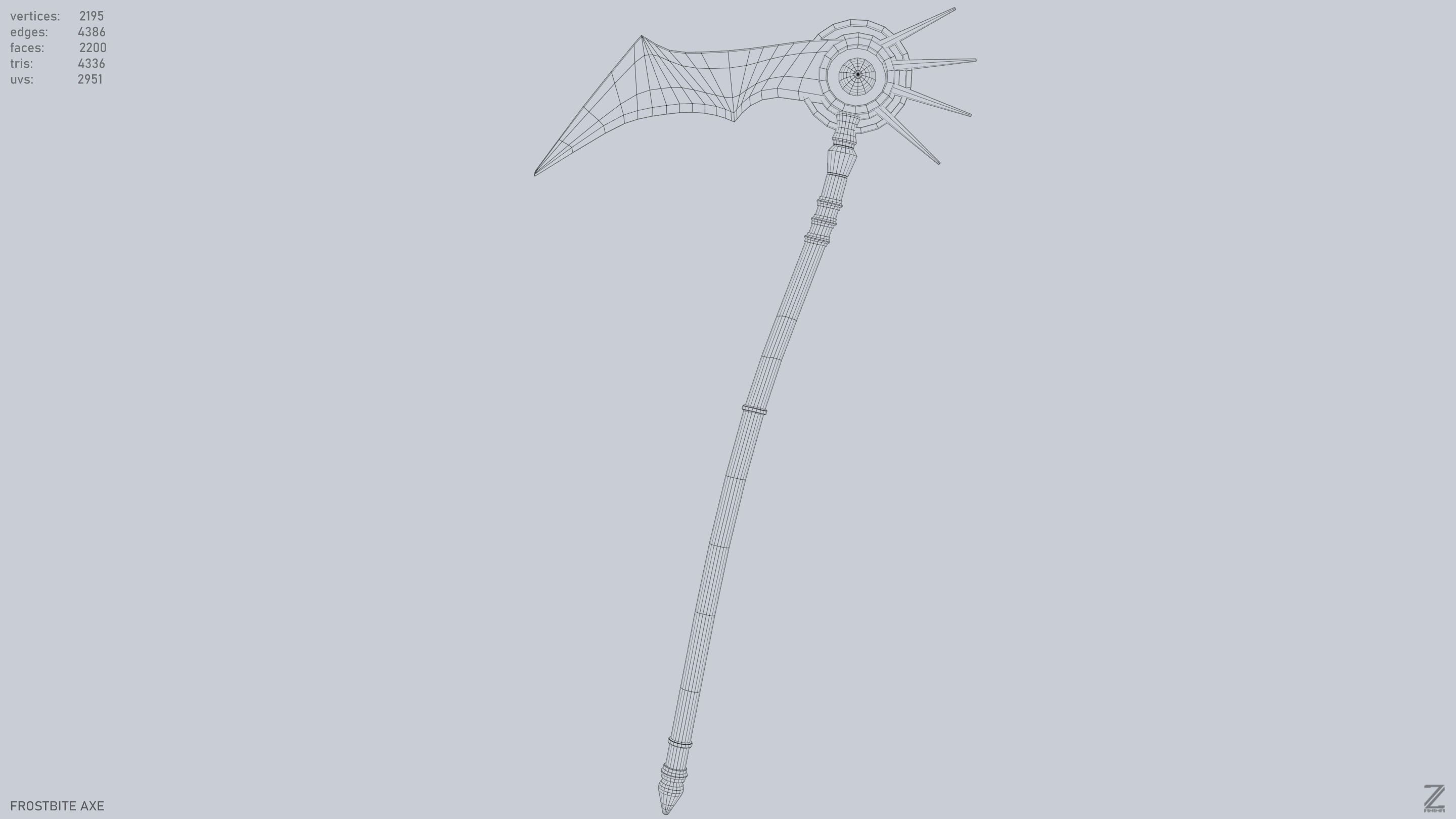 Frostbite scythe Low-poly 3D model_15