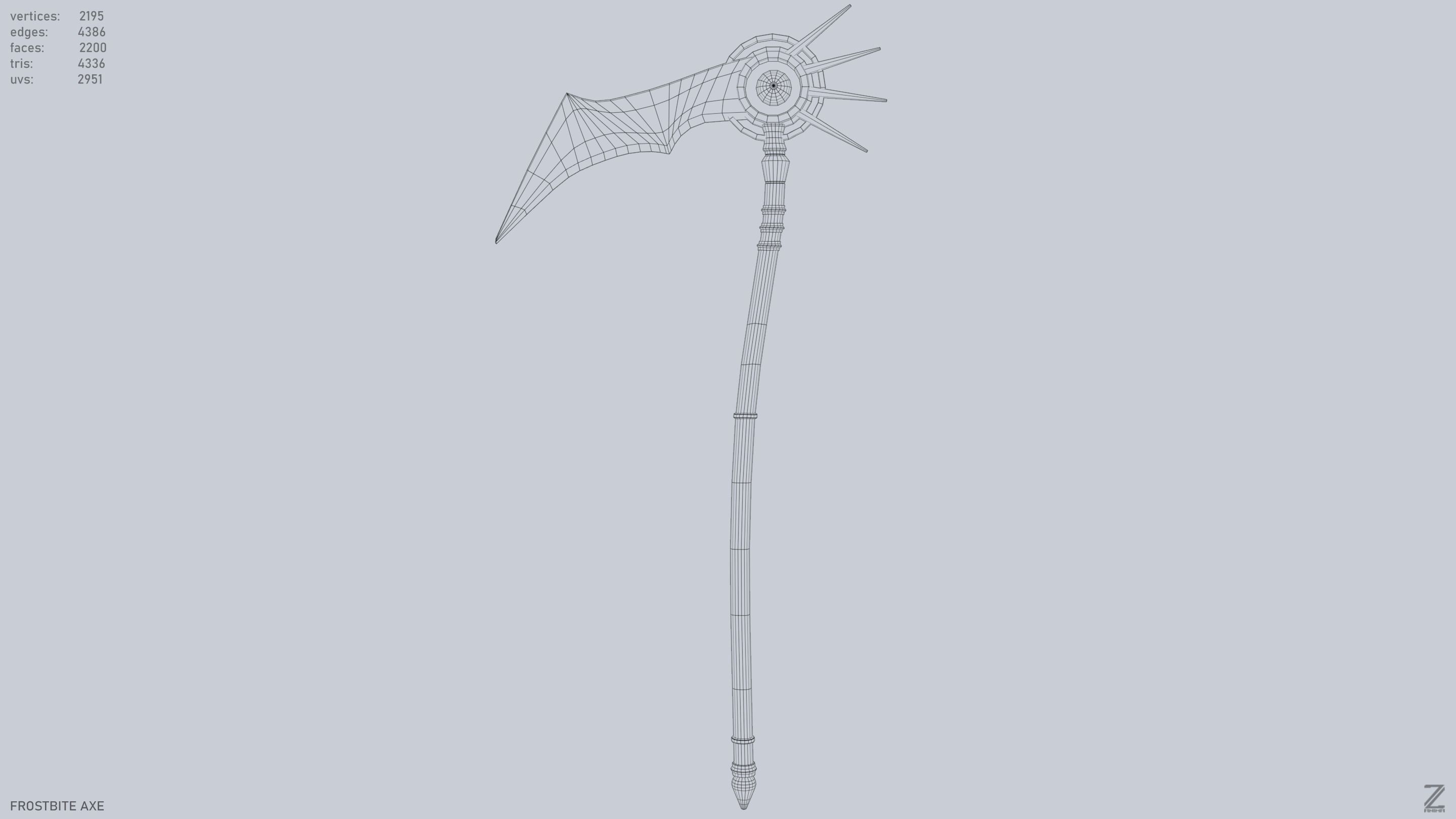 Frostbite scythe Low-poly 3D model_10