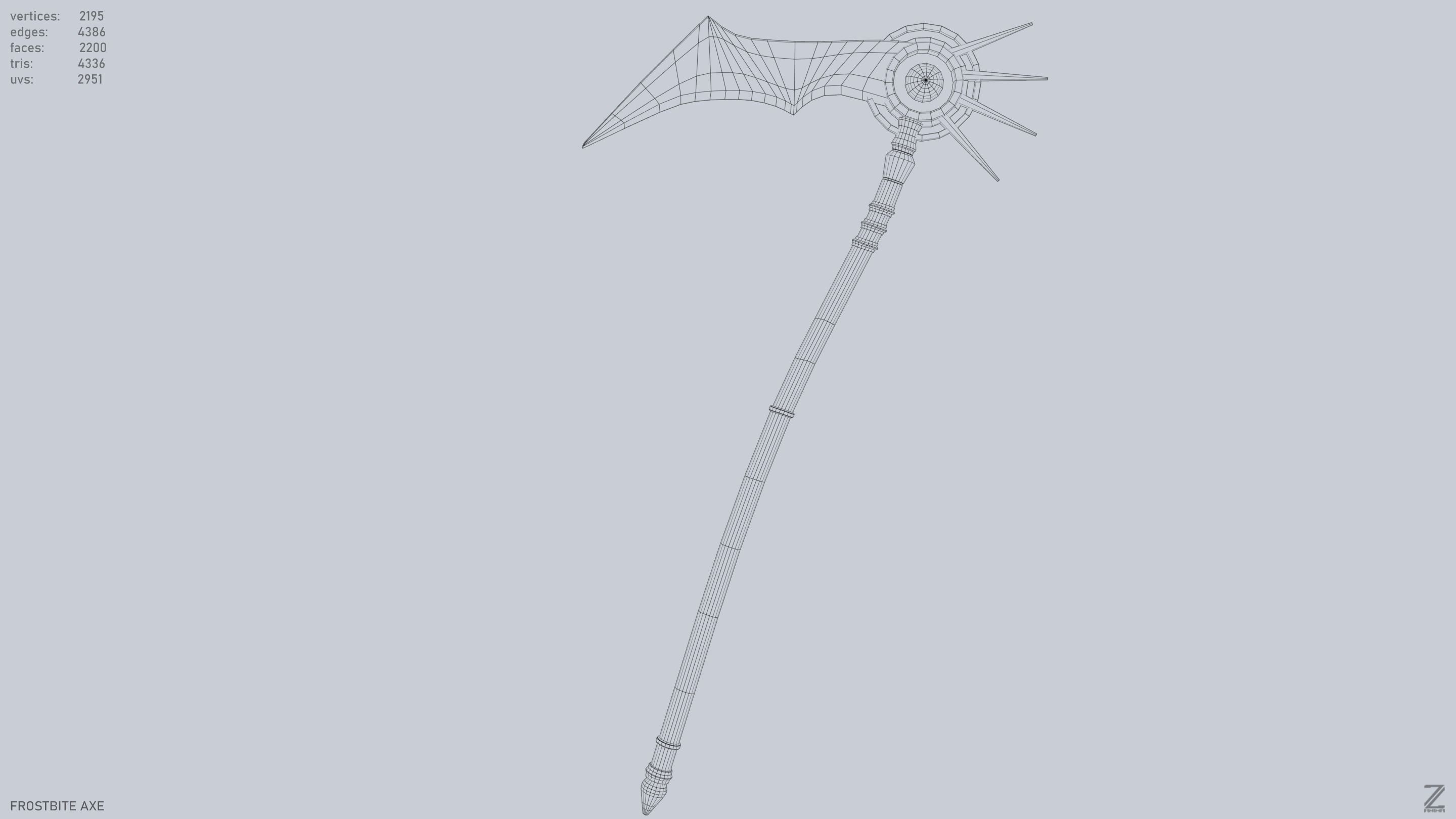 Frostbite scythe Low-poly 3D model_11
