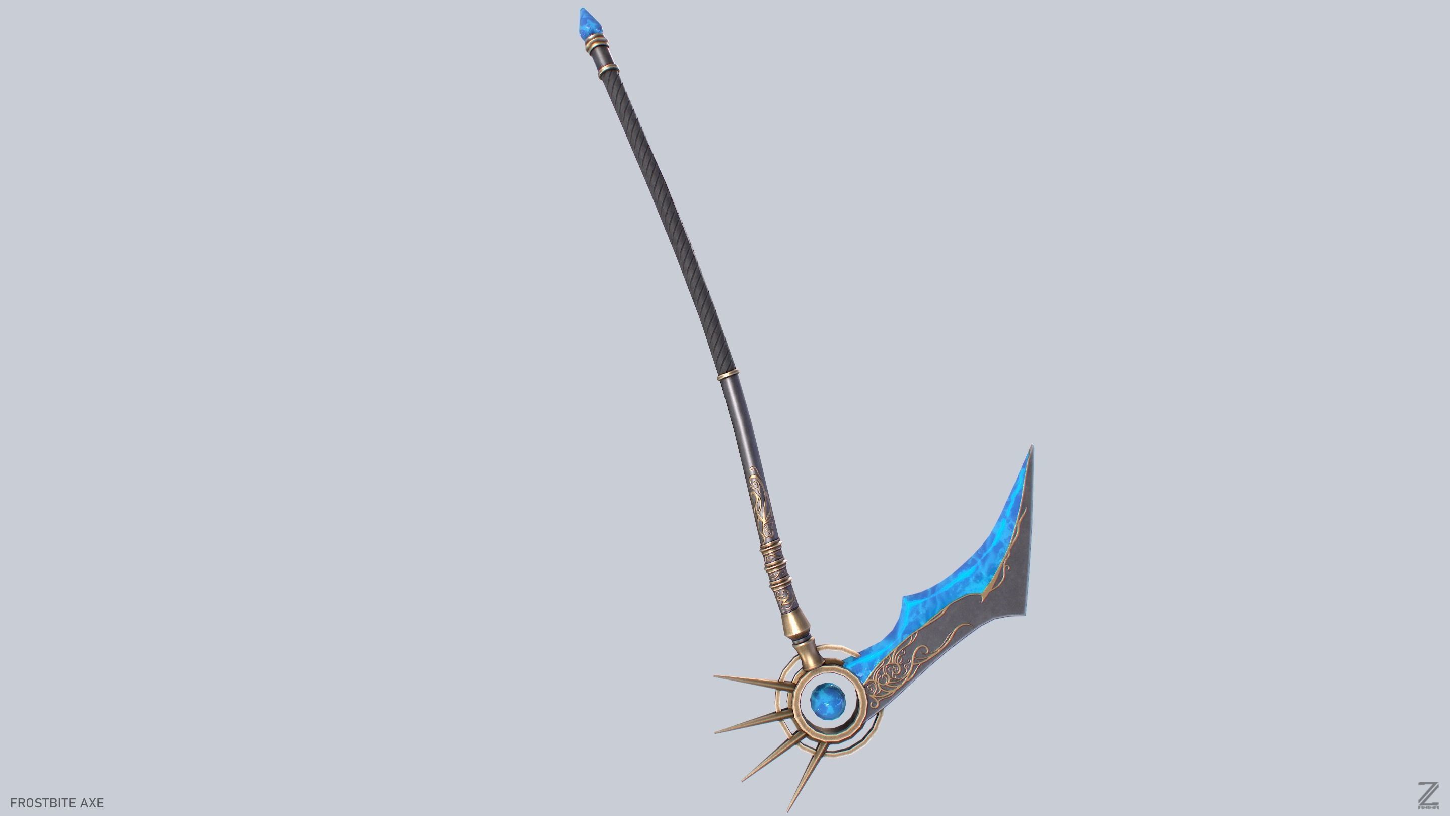 Frostbite scythe Low-poly 3D model_9