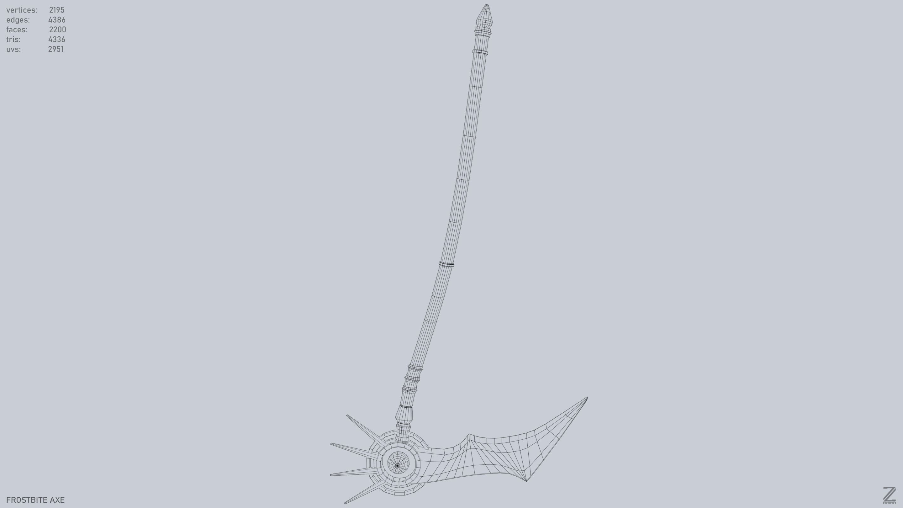 Frostbite scythe Low-poly 3D model_13