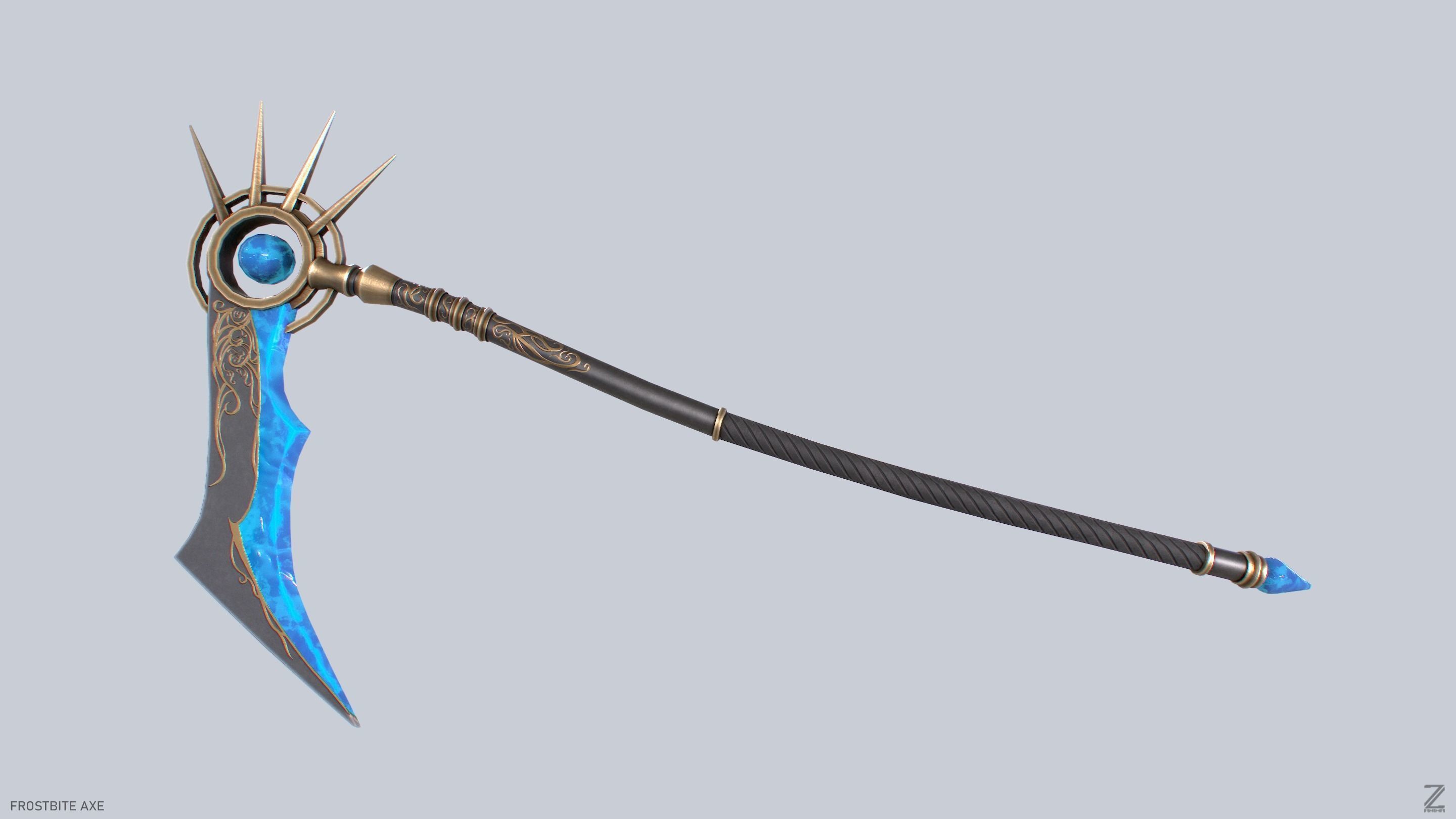 Frostbite scythe Low-poly 3D model_8