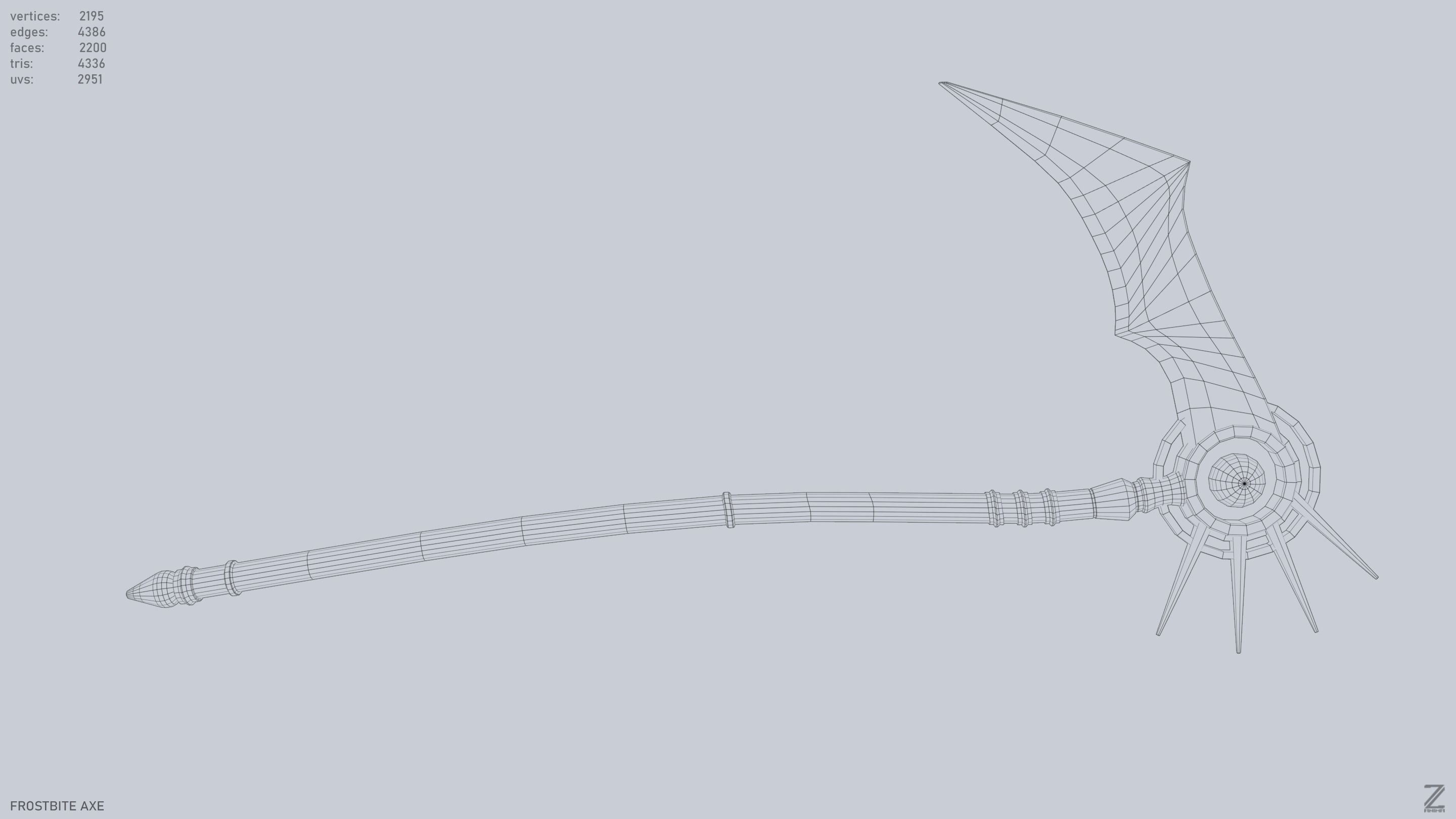 Frostbite scythe Low-poly 3D model_14