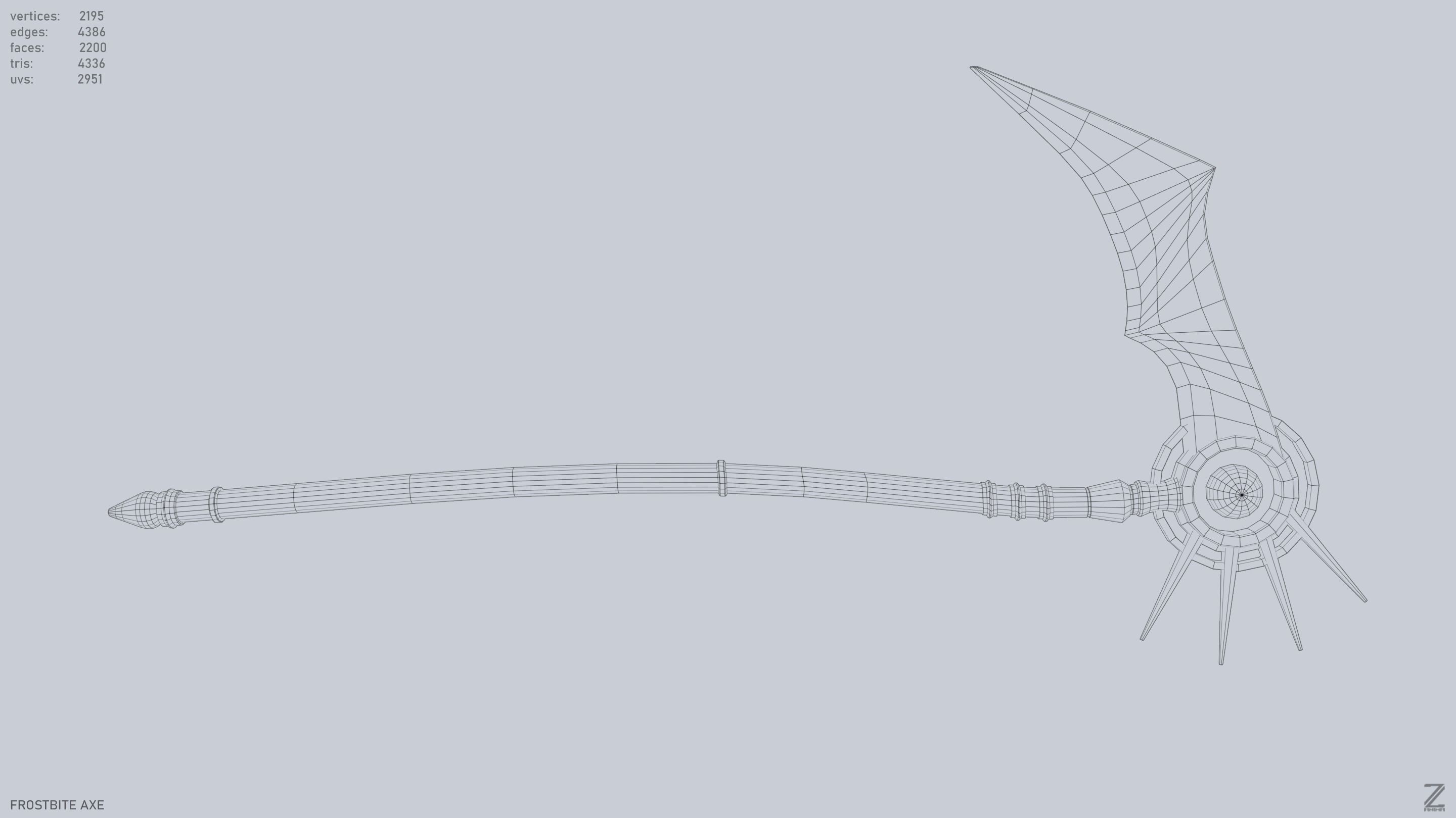 Frostbite scythe Low-poly 3D model_12