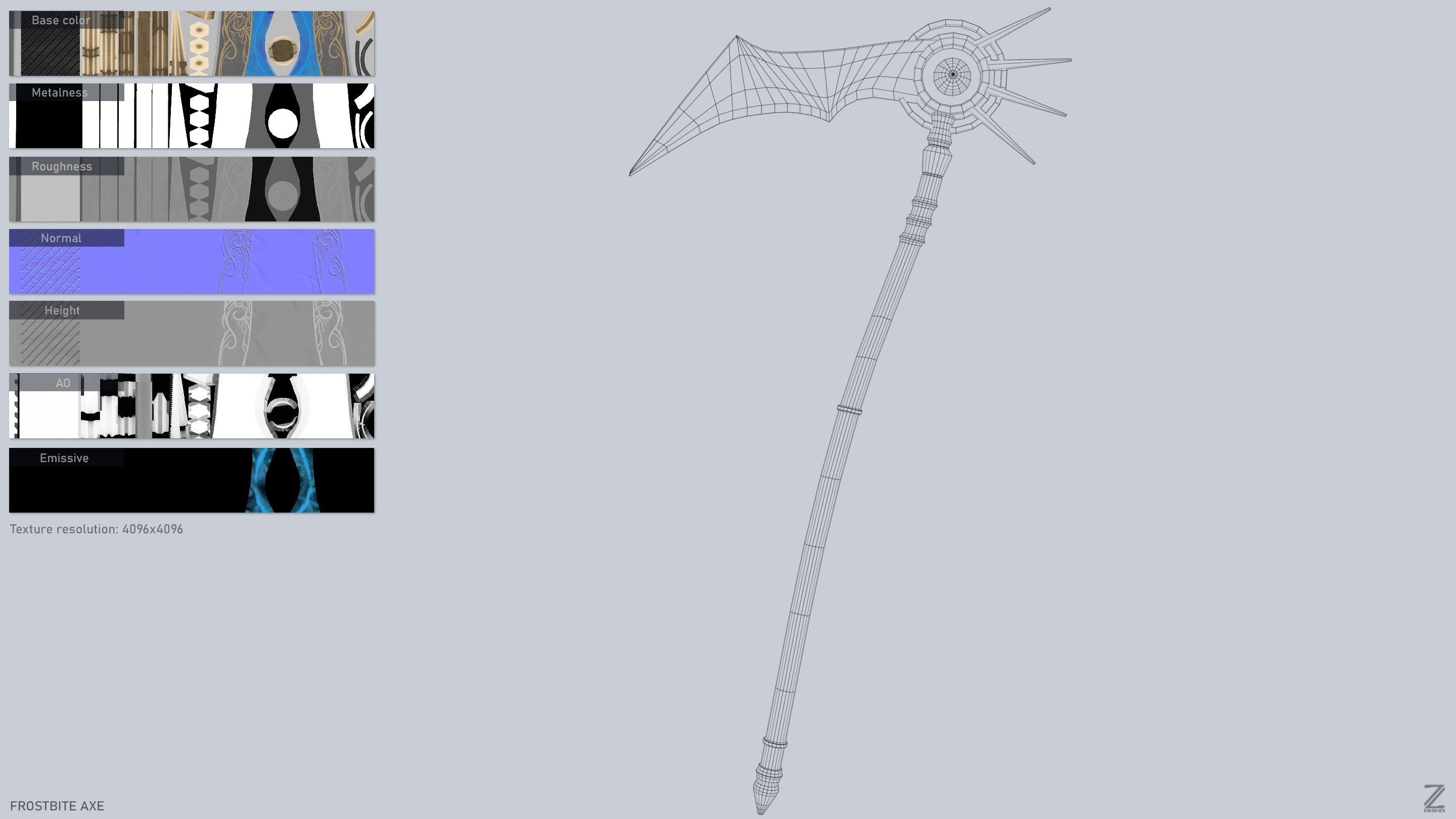 Frostbite scythe Low-poly 3D model_3