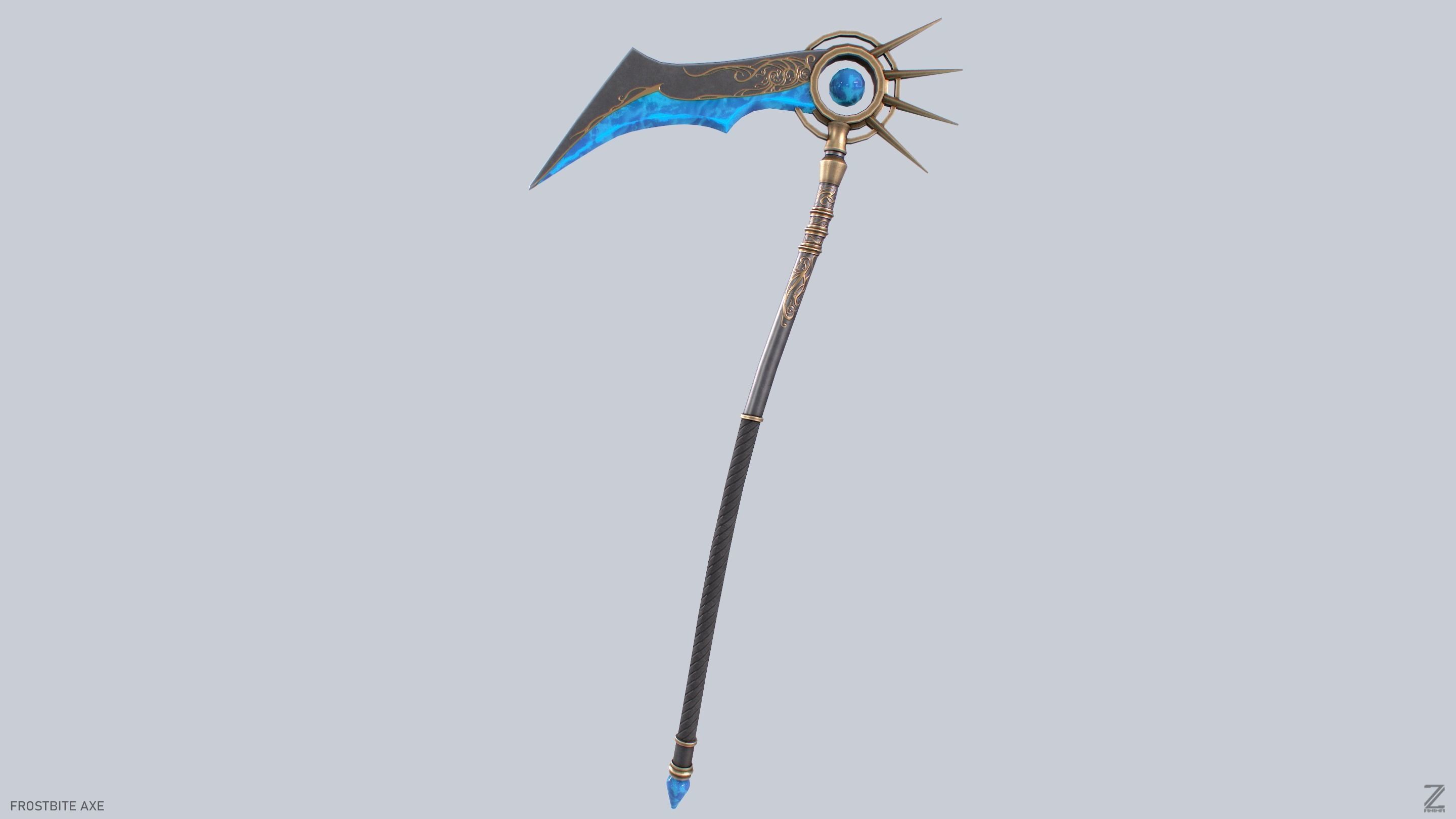 Frostbite scythe Low-poly 3D model_6