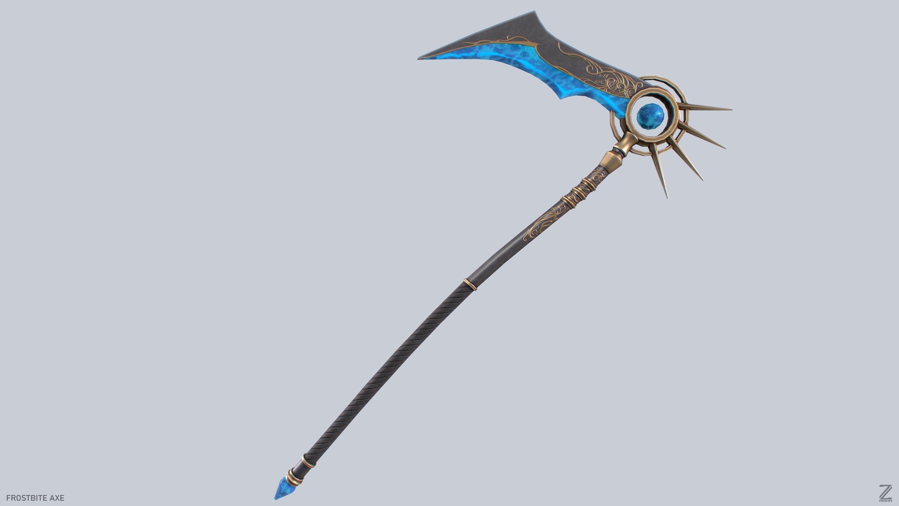 Frostbite scythe Low-poly 3D model_2