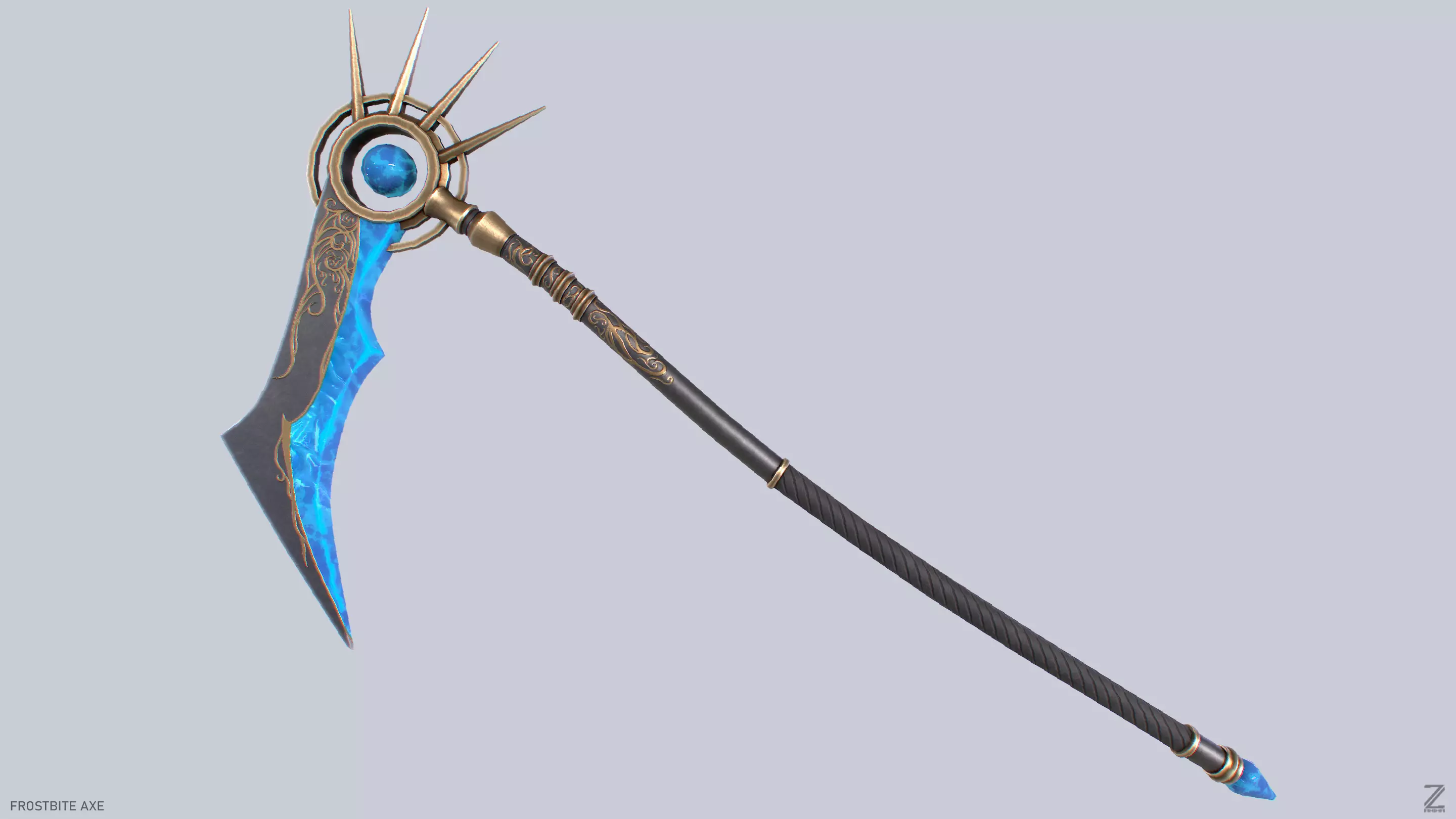 Frostbite scythe Low-poly 3D model_0