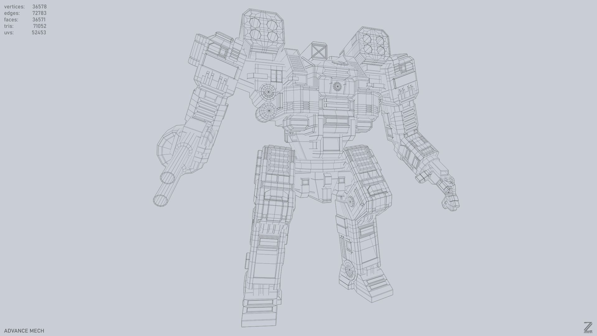 Advance Mech Low-poly 3D model_9