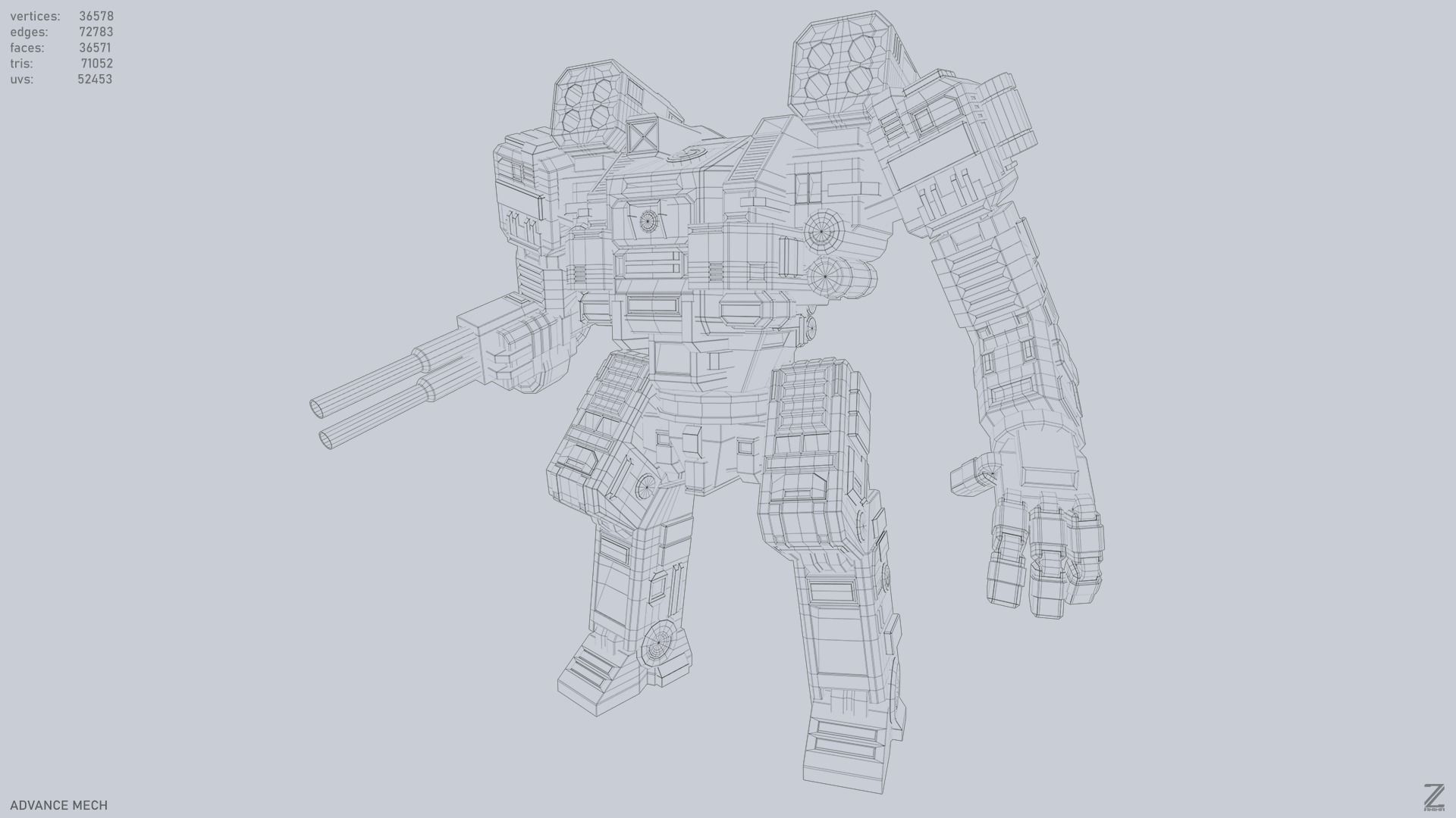 Advance Mech Low-poly 3D model_10