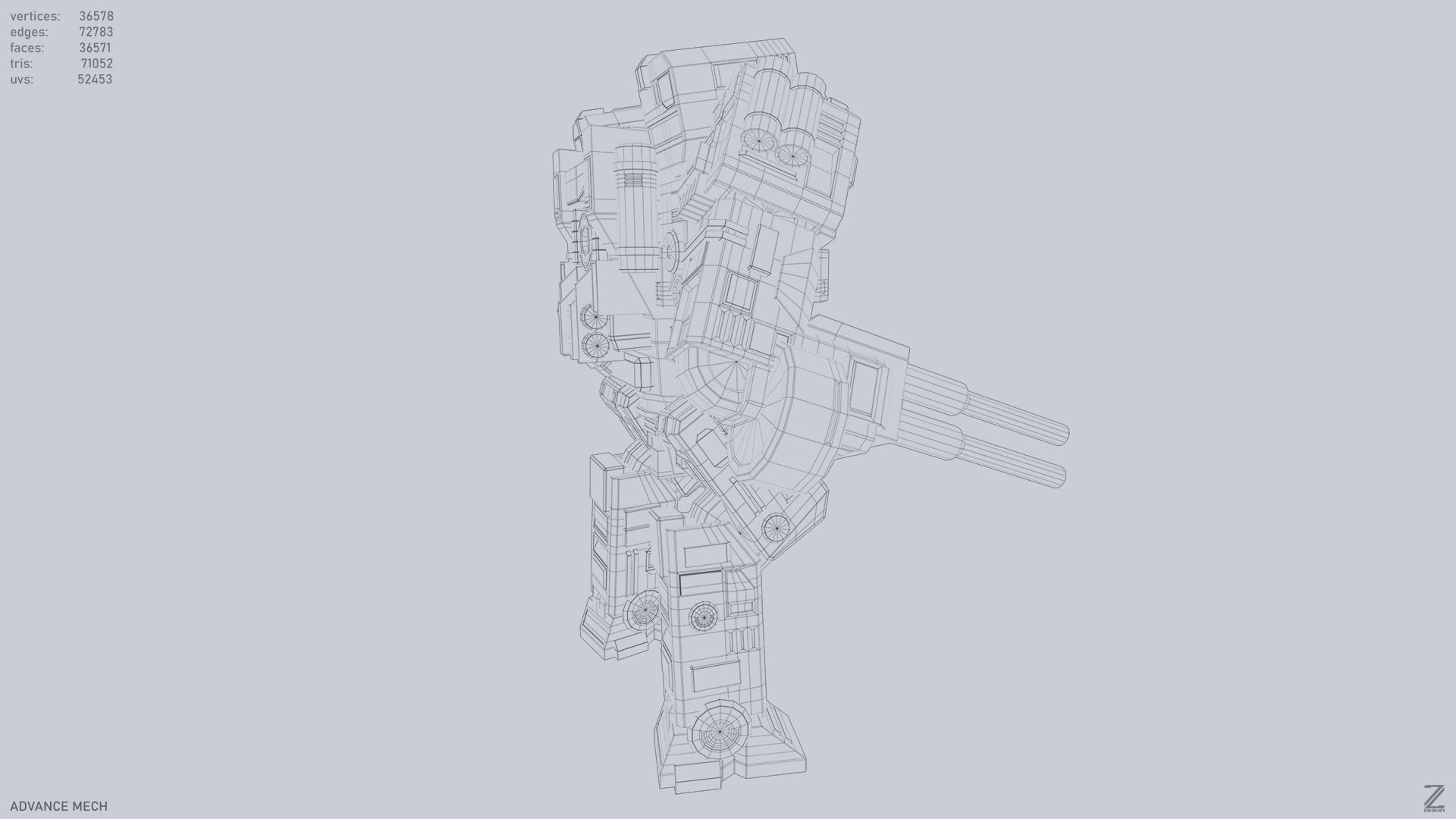 Advance Mech Low-poly 3D model_14