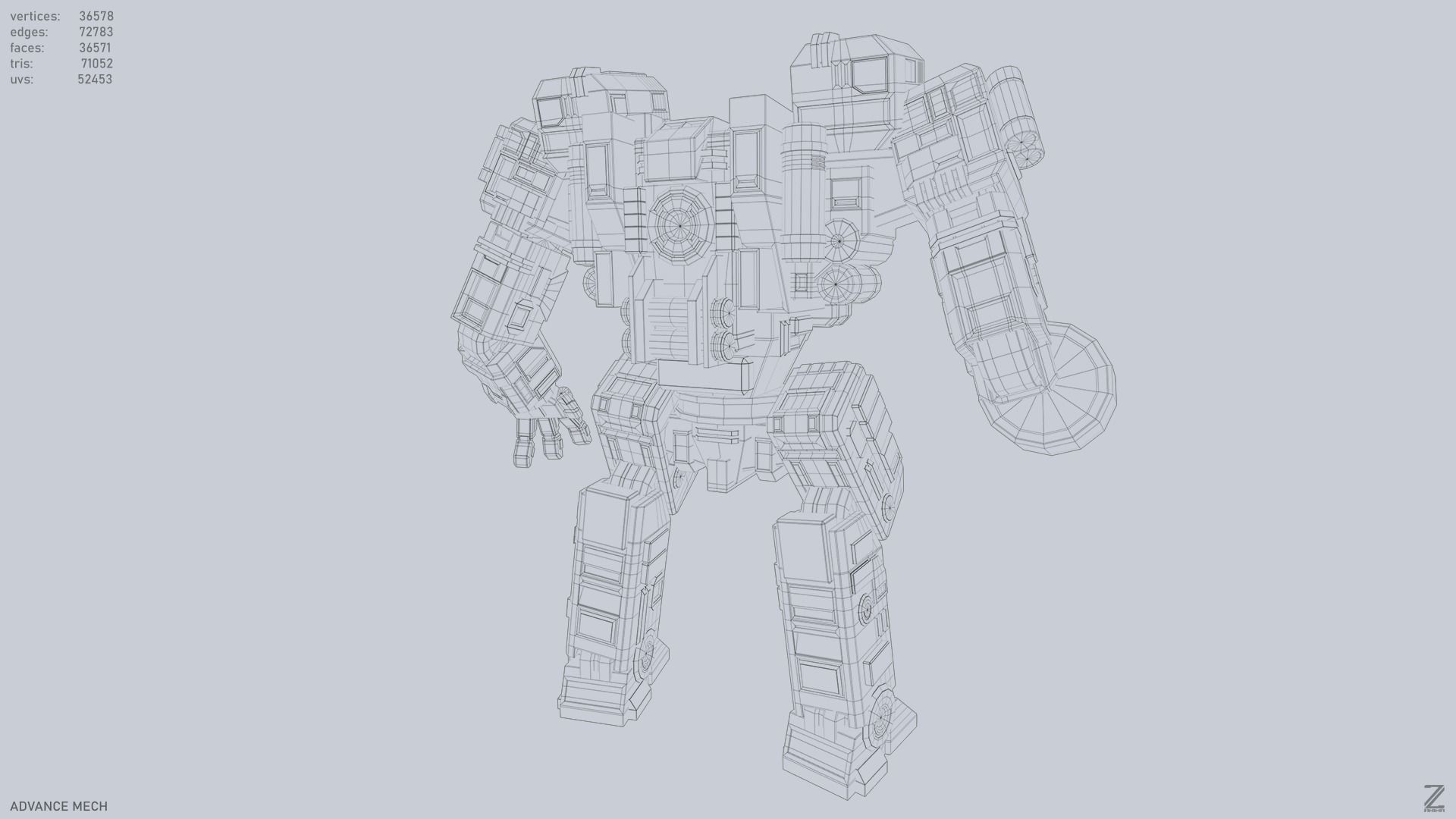 Advance Mech Low-poly 3D model_13