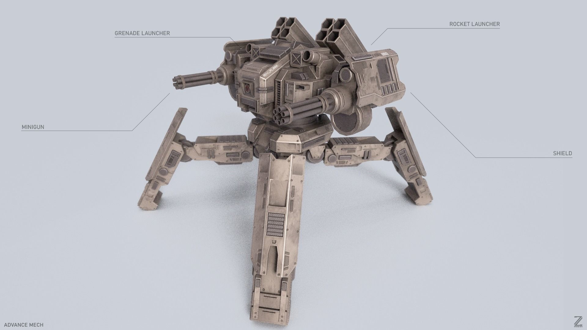 Advance Mech Low-poly 3D model_2