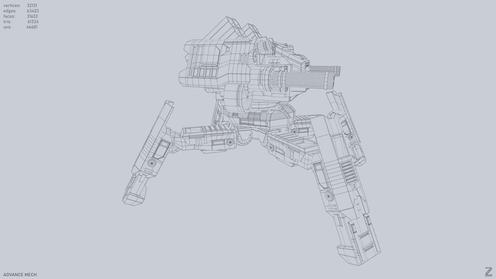 Advance Mech Low-poly 3D model_15