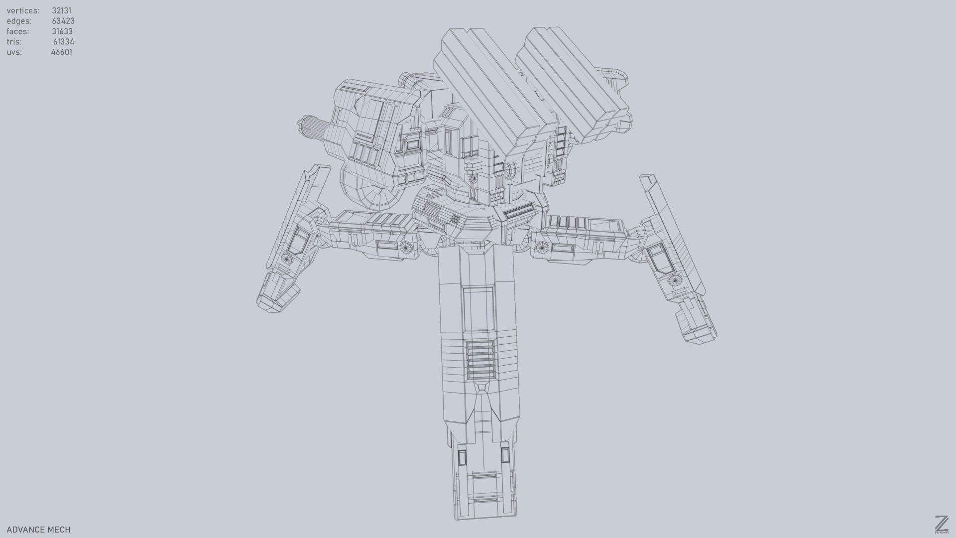 Advance Mech Low-poly 3D model_12