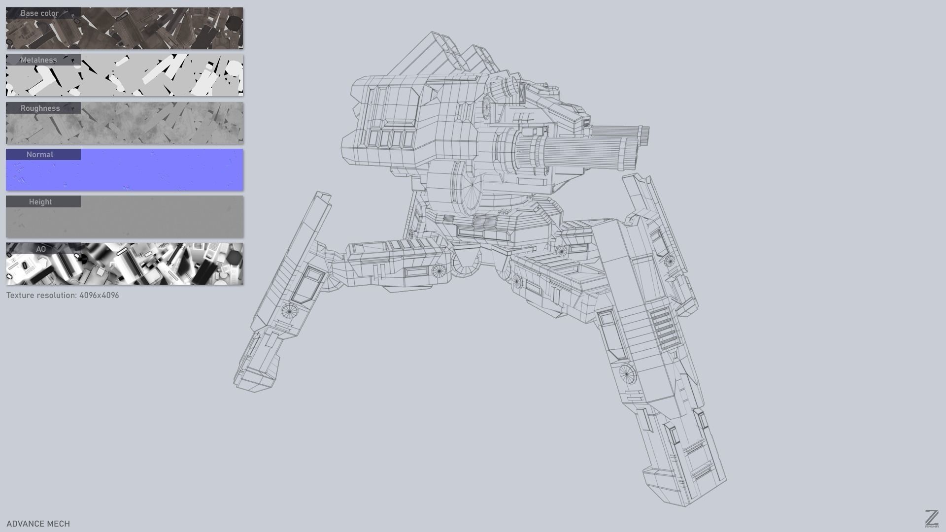 Advance Mech Low-poly 3D model_3