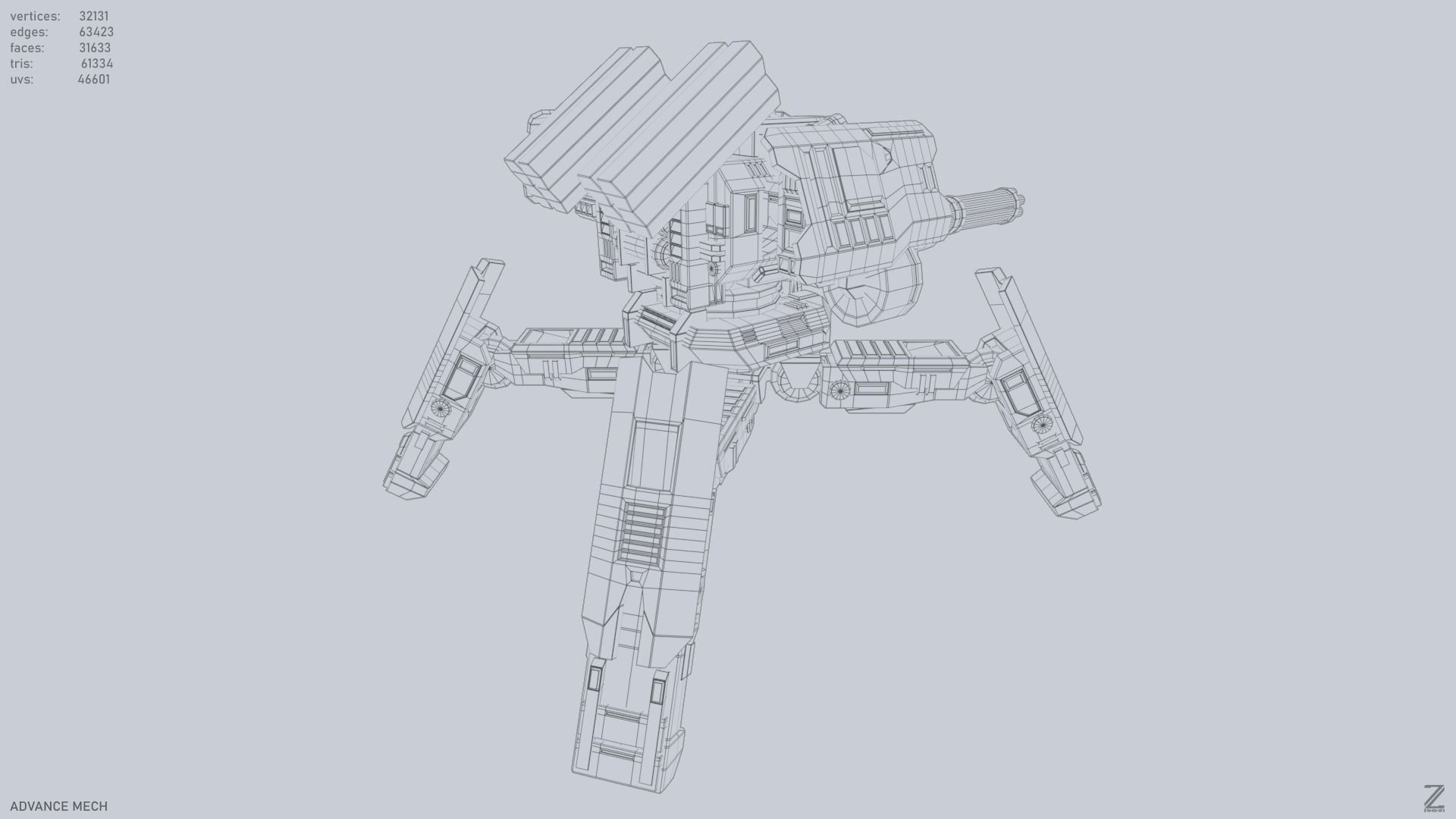 Advance Mech Low-poly 3D model_14