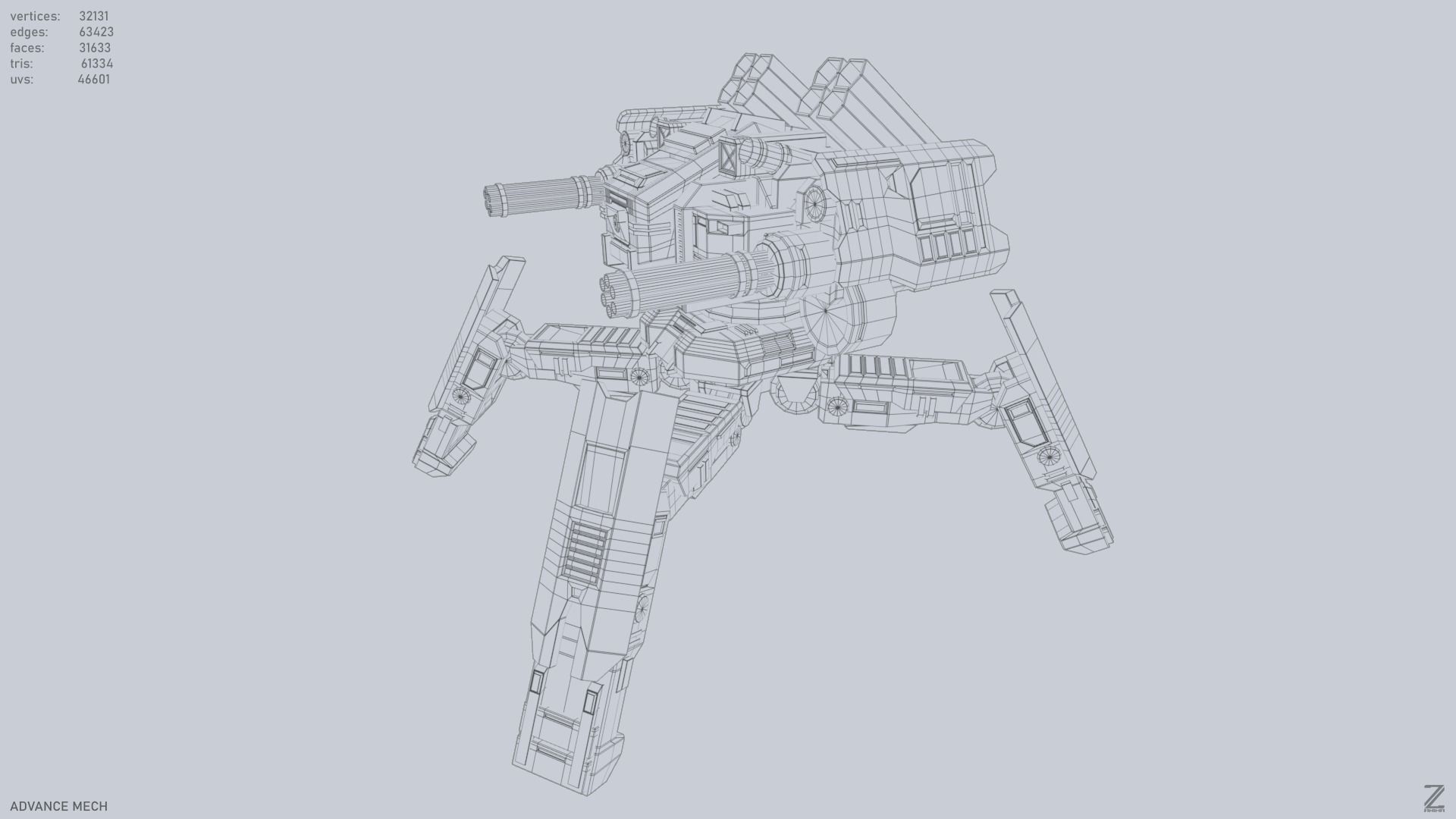 Advance Mech Low-poly 3D model_10