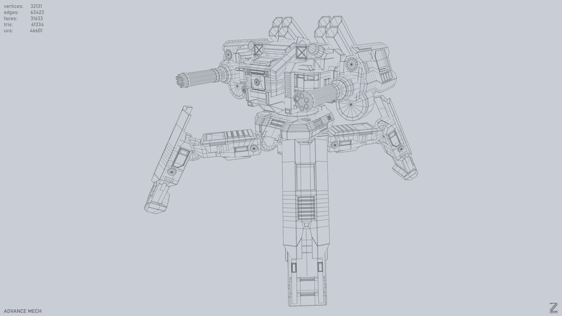 Advance Mech Low-poly 3D model_9