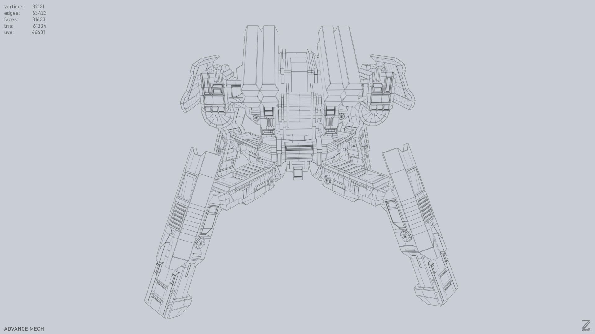 Advance Mech Low-poly 3D model_13