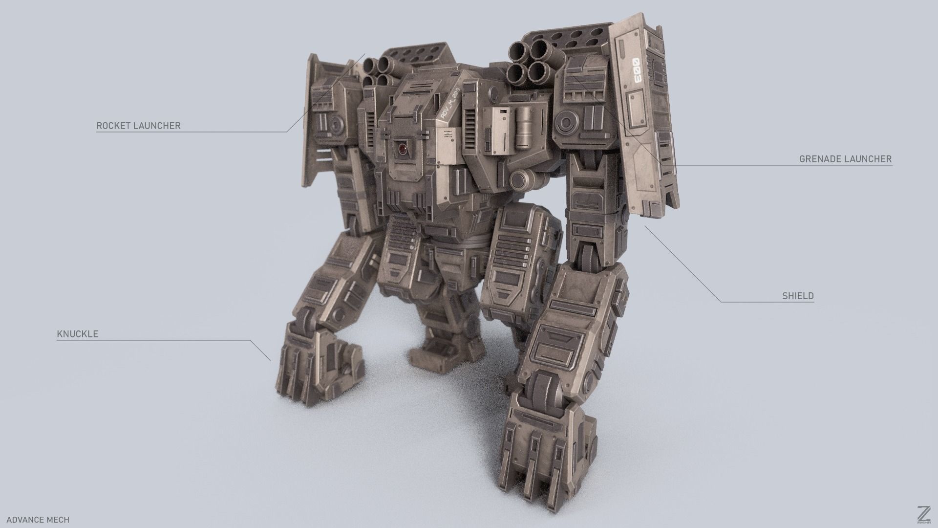 Advance Mech Low-poly 3D model_2