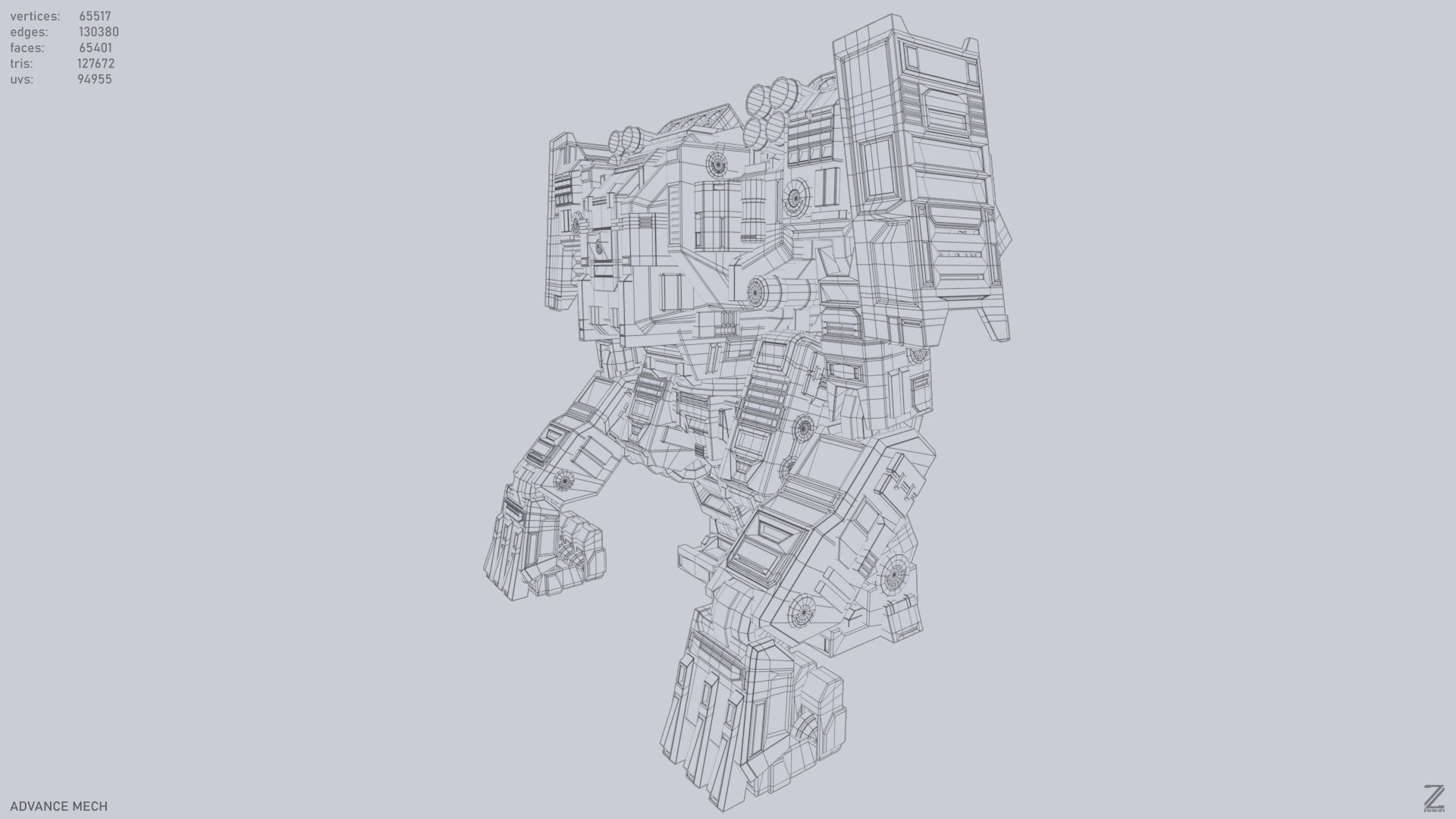 Advance Mech Low-poly 3D model_10