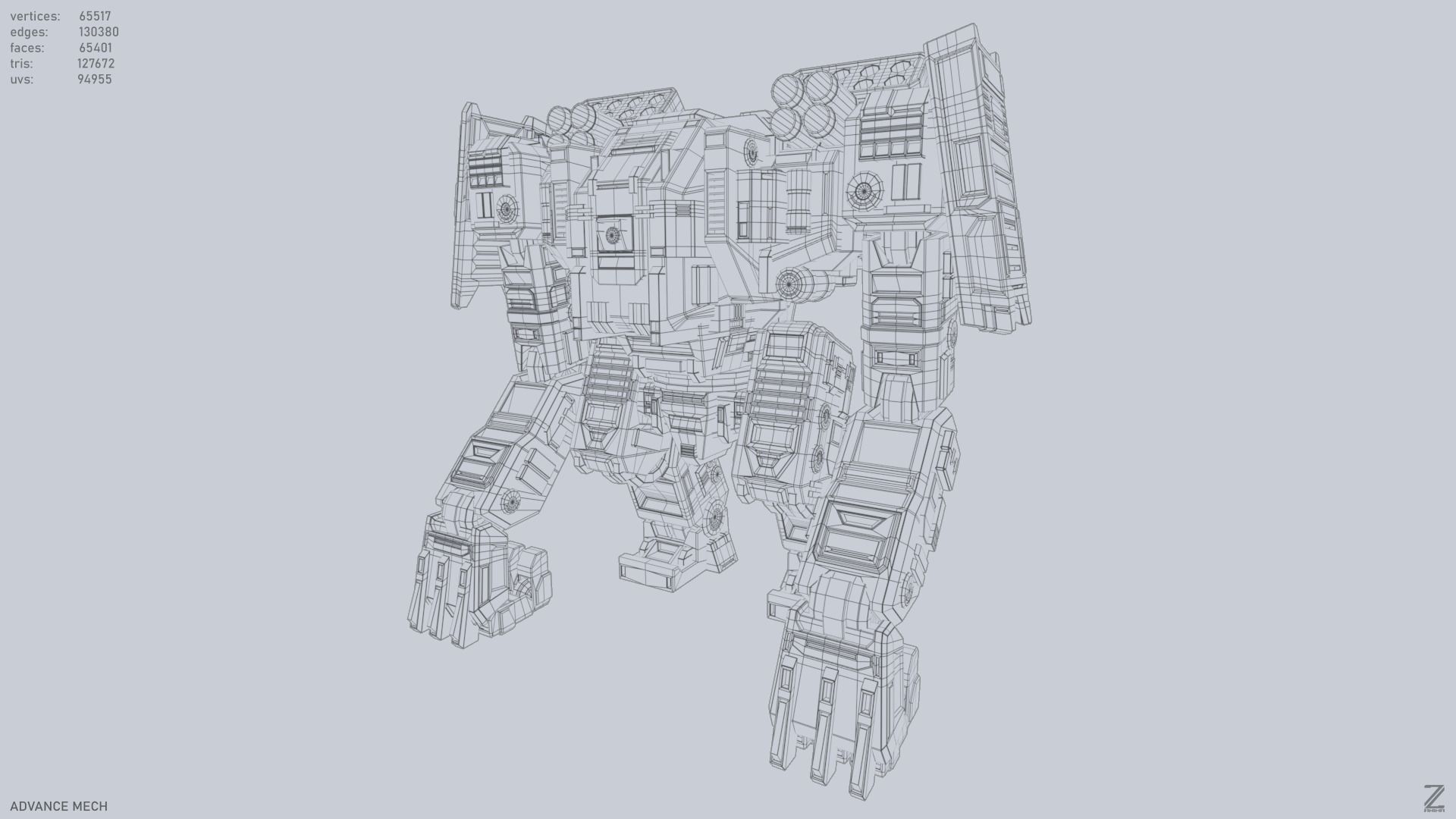 Advance Mech Low-poly 3D model_9