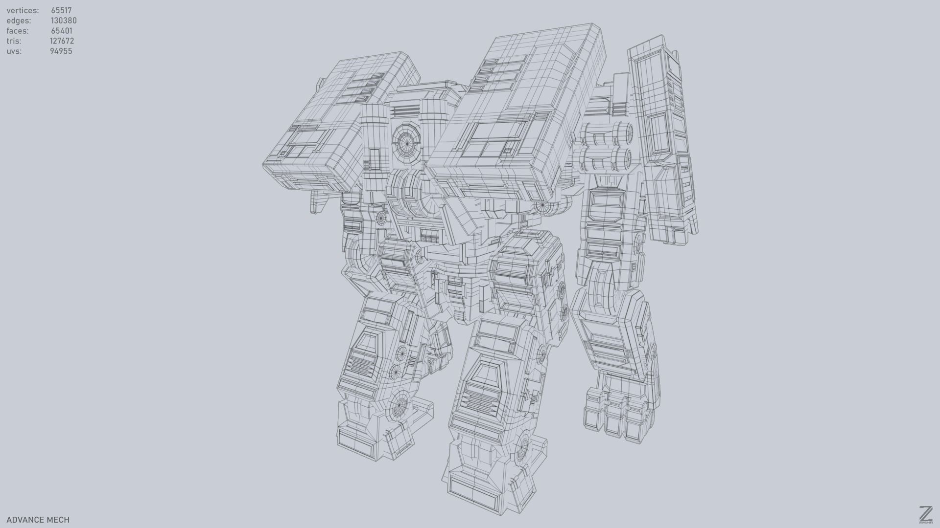 Advance Mech Low-poly 3D model_14