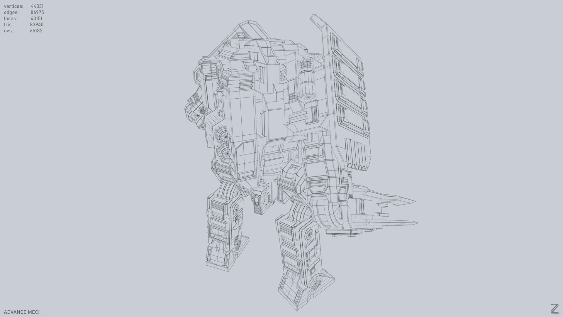 Advance Mech Low-poly 3D model_10