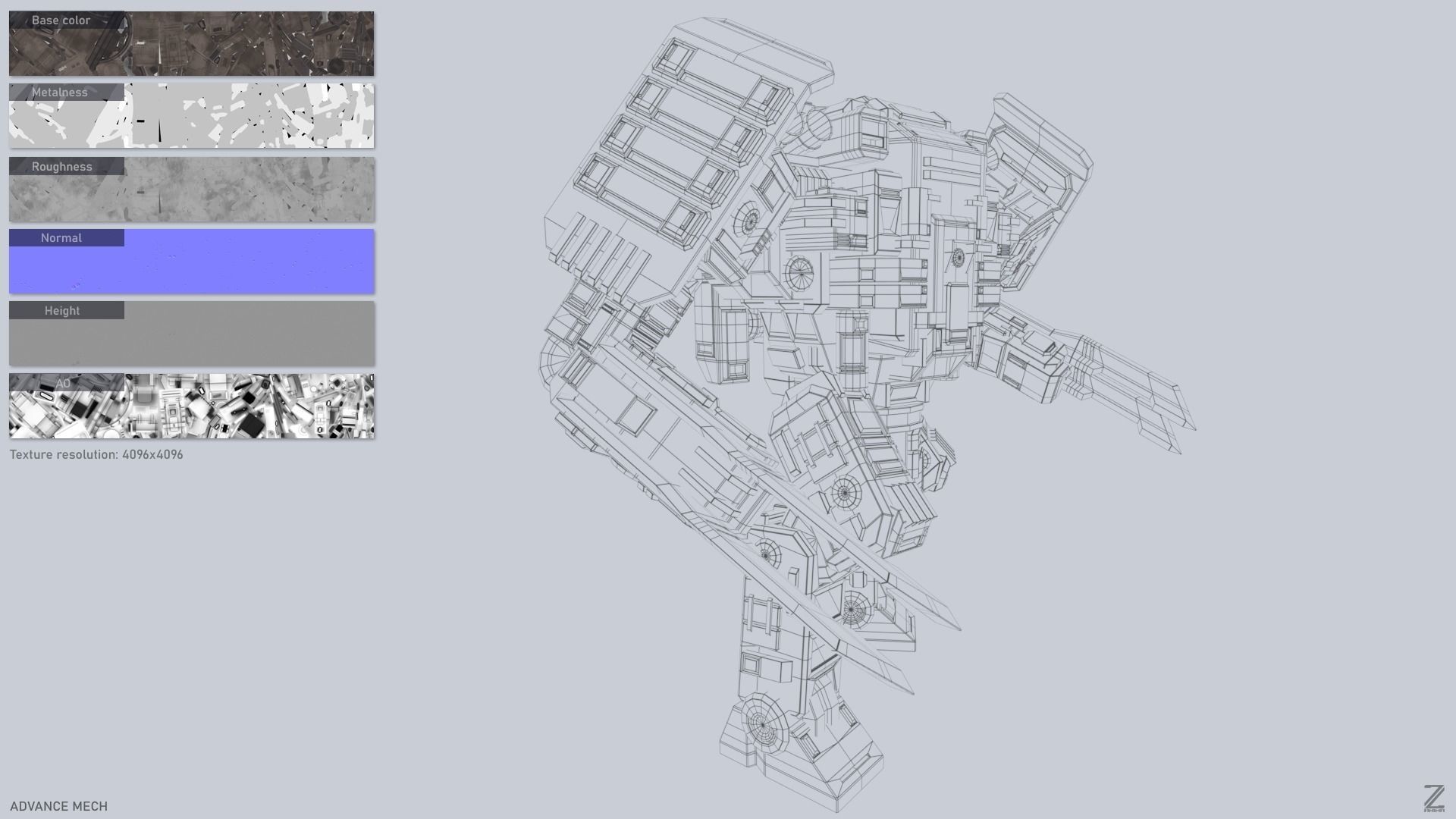 Advance Mech Low-poly 3D model_3