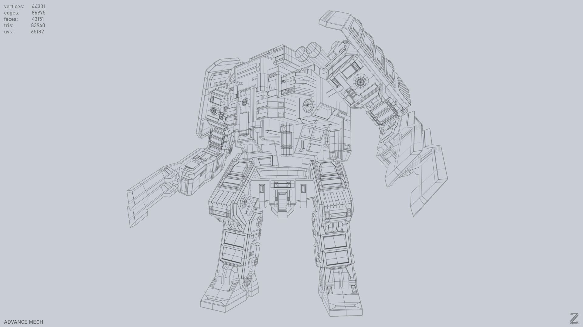 Advance Mech Low-poly 3D model_12