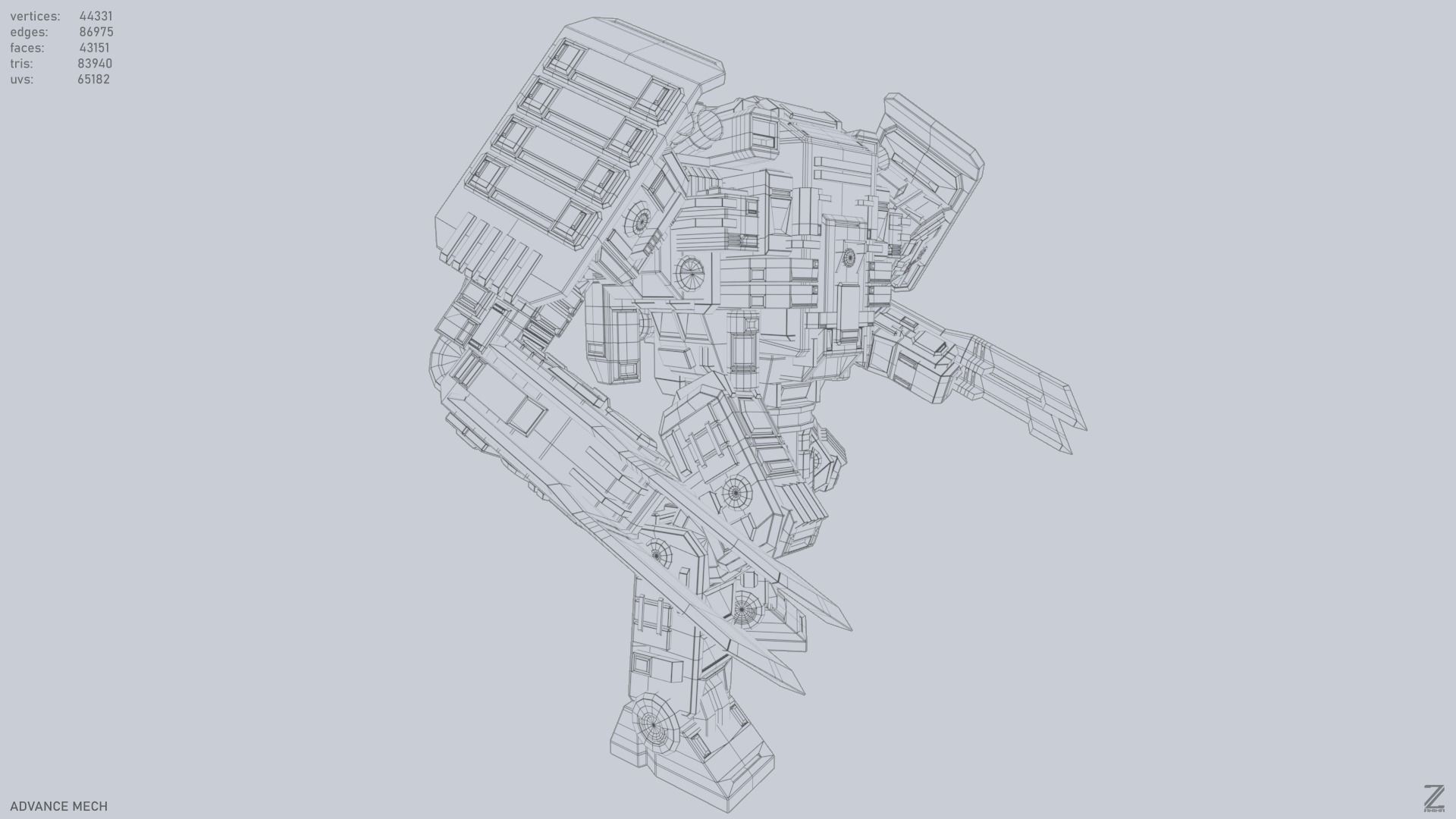 Advance Mech Low-poly 3D model_13