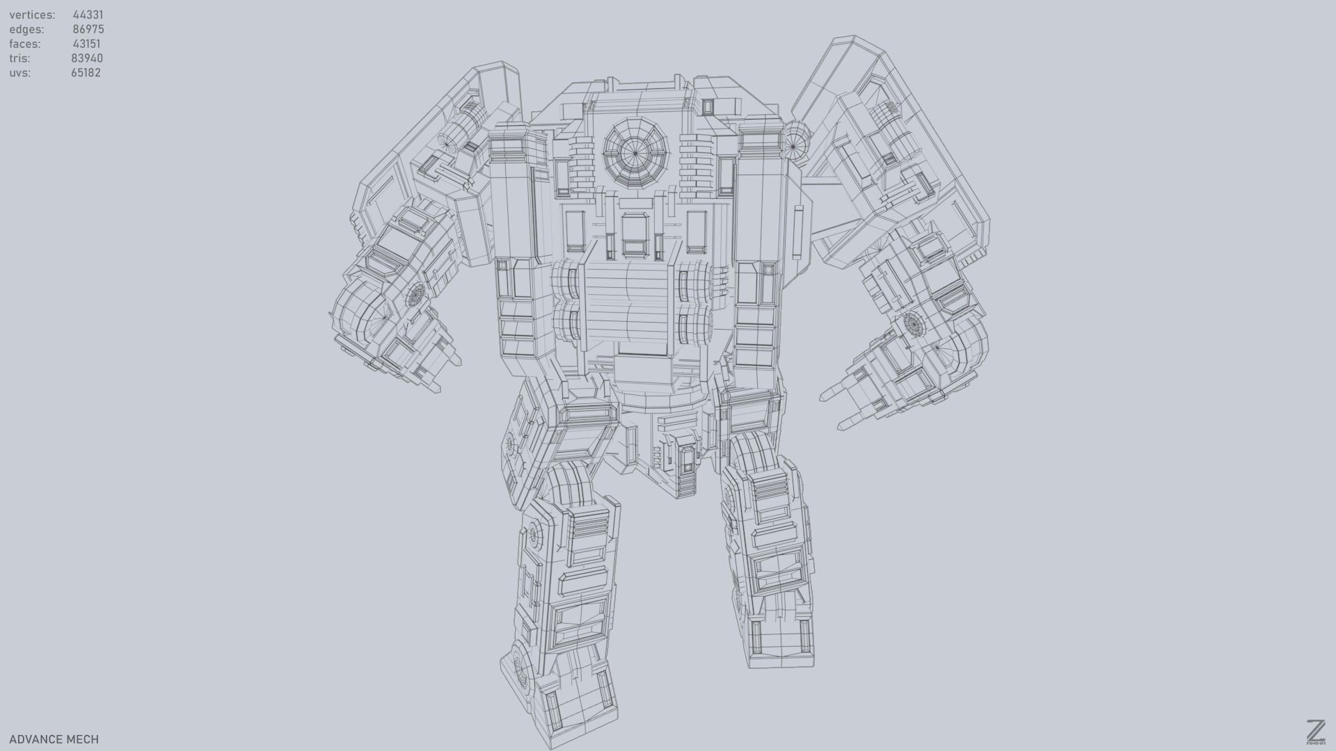 Advance Mech Low-poly 3D model_14