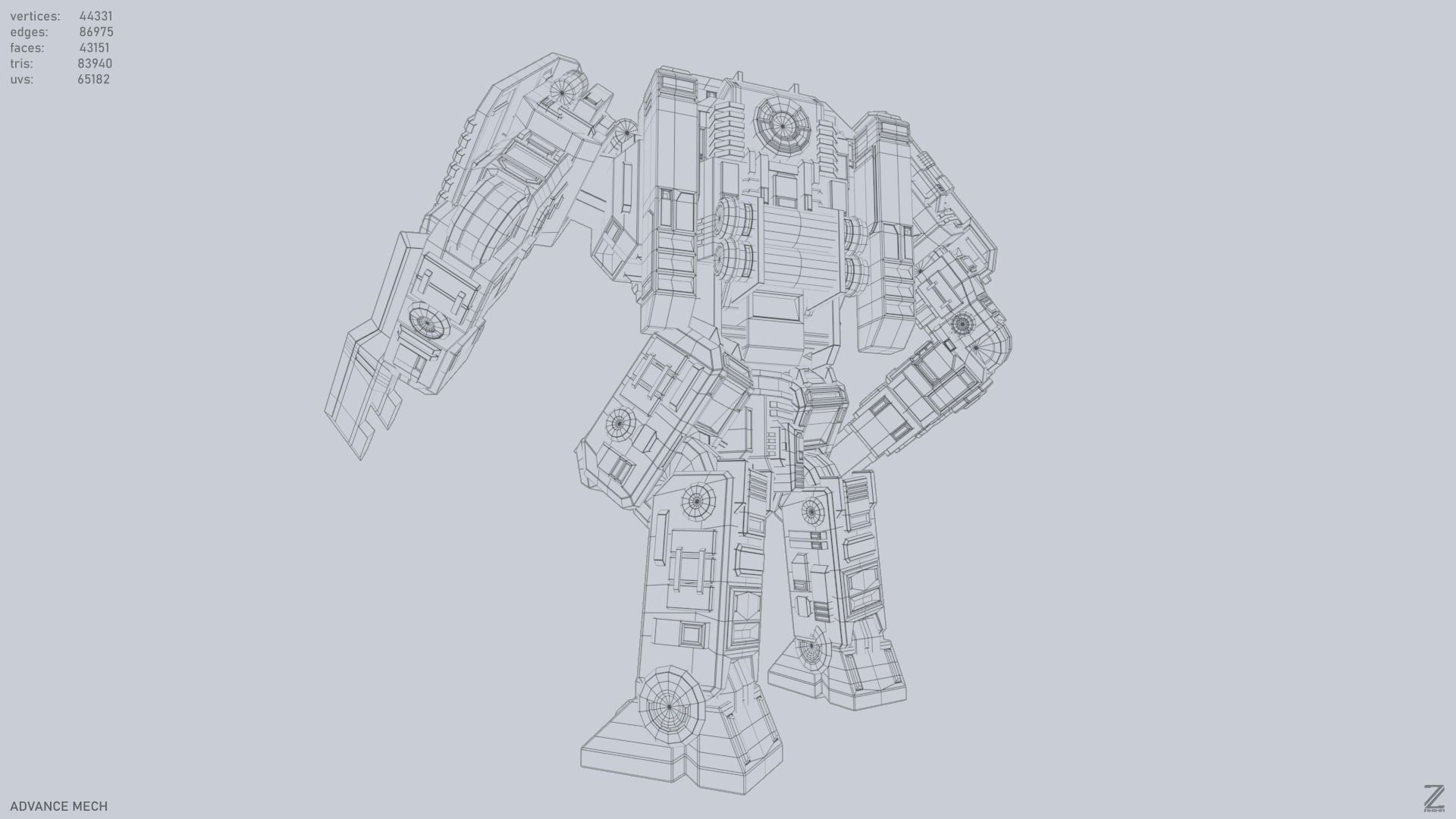 Advance Mech Low-poly 3D model_9