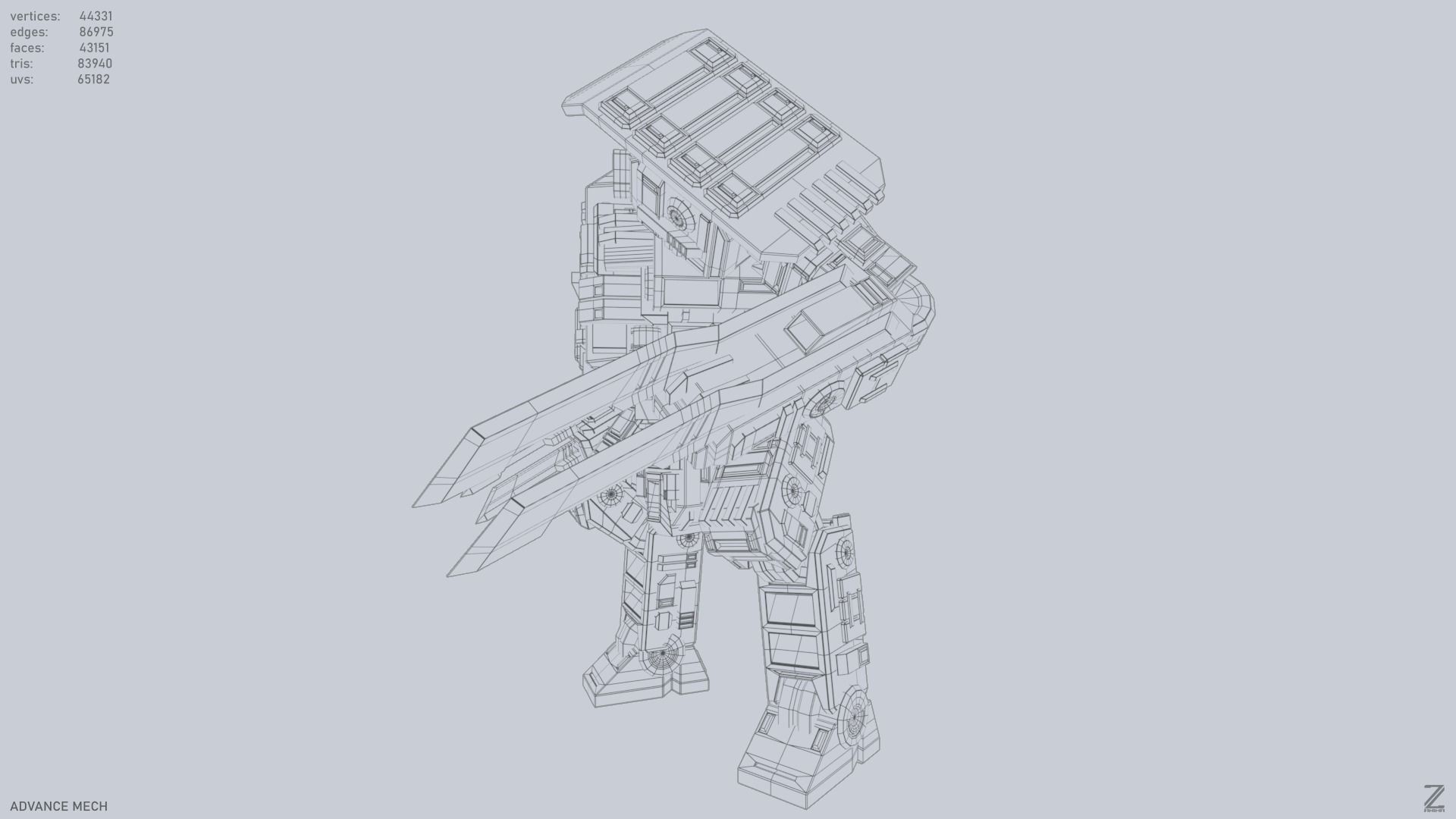 Advance Mech Low-poly 3D model_11