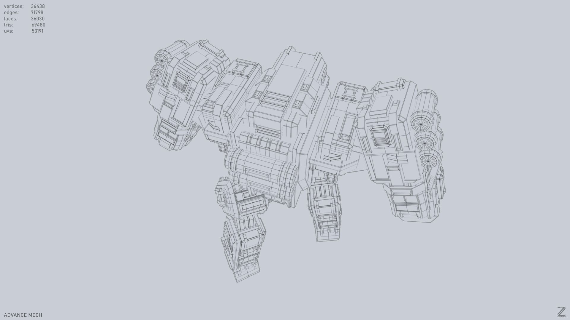 Advance Mech Low-poly 3D model_12