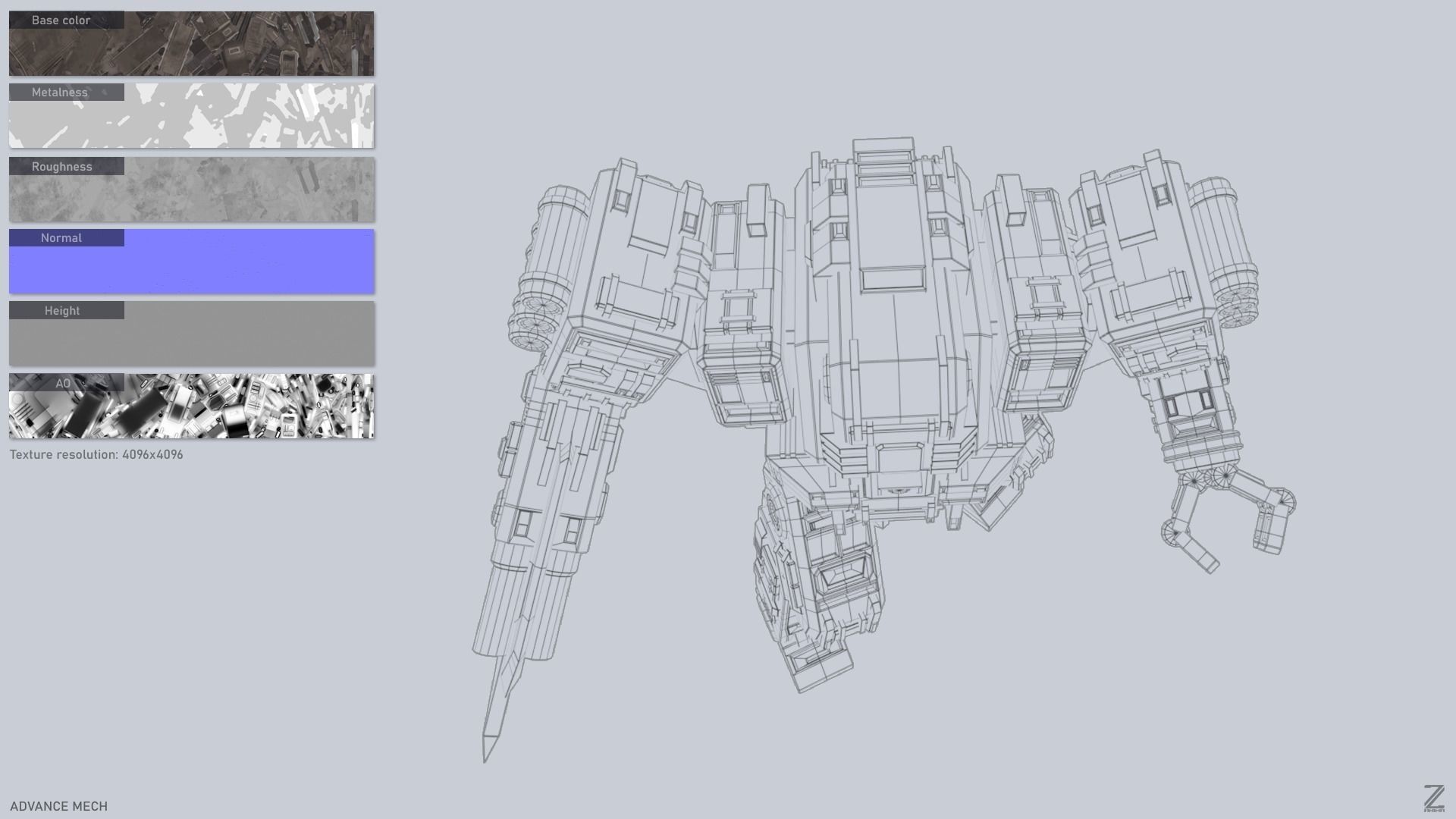 Advance Mech Low-poly 3D model_3