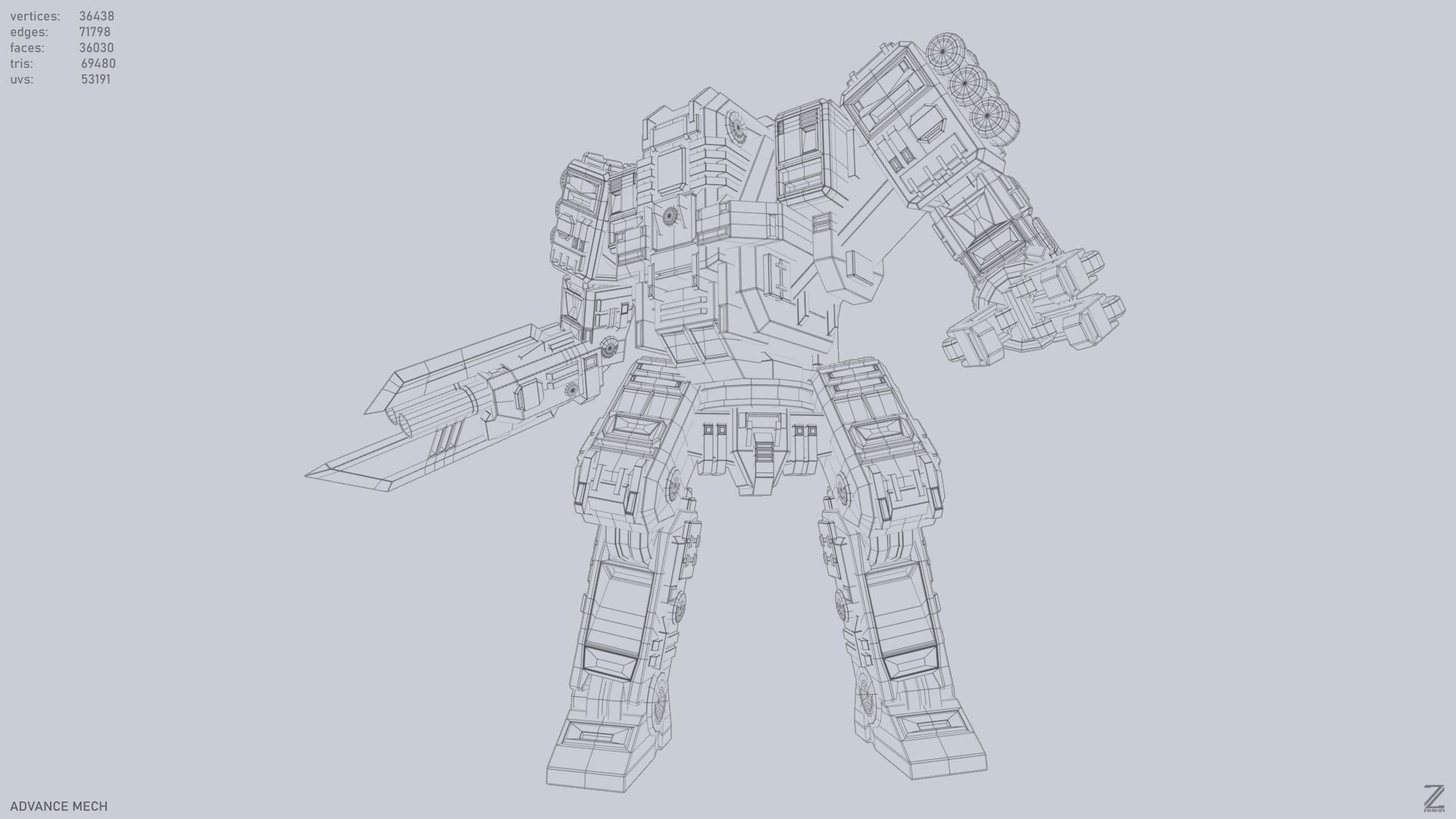 Advance Mech Low-poly 3D model_10