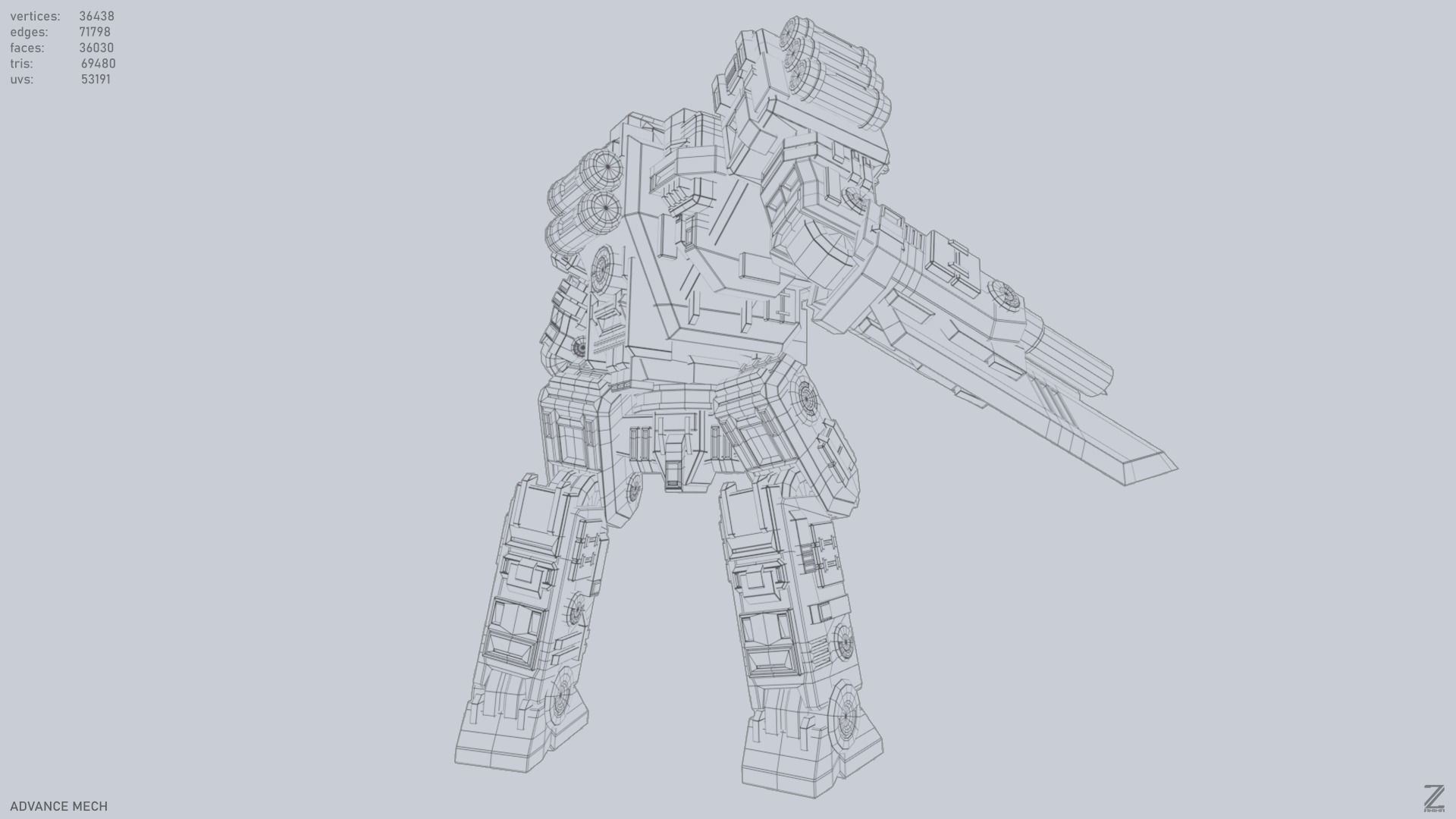 Advance Mech Low-poly 3D model_14
