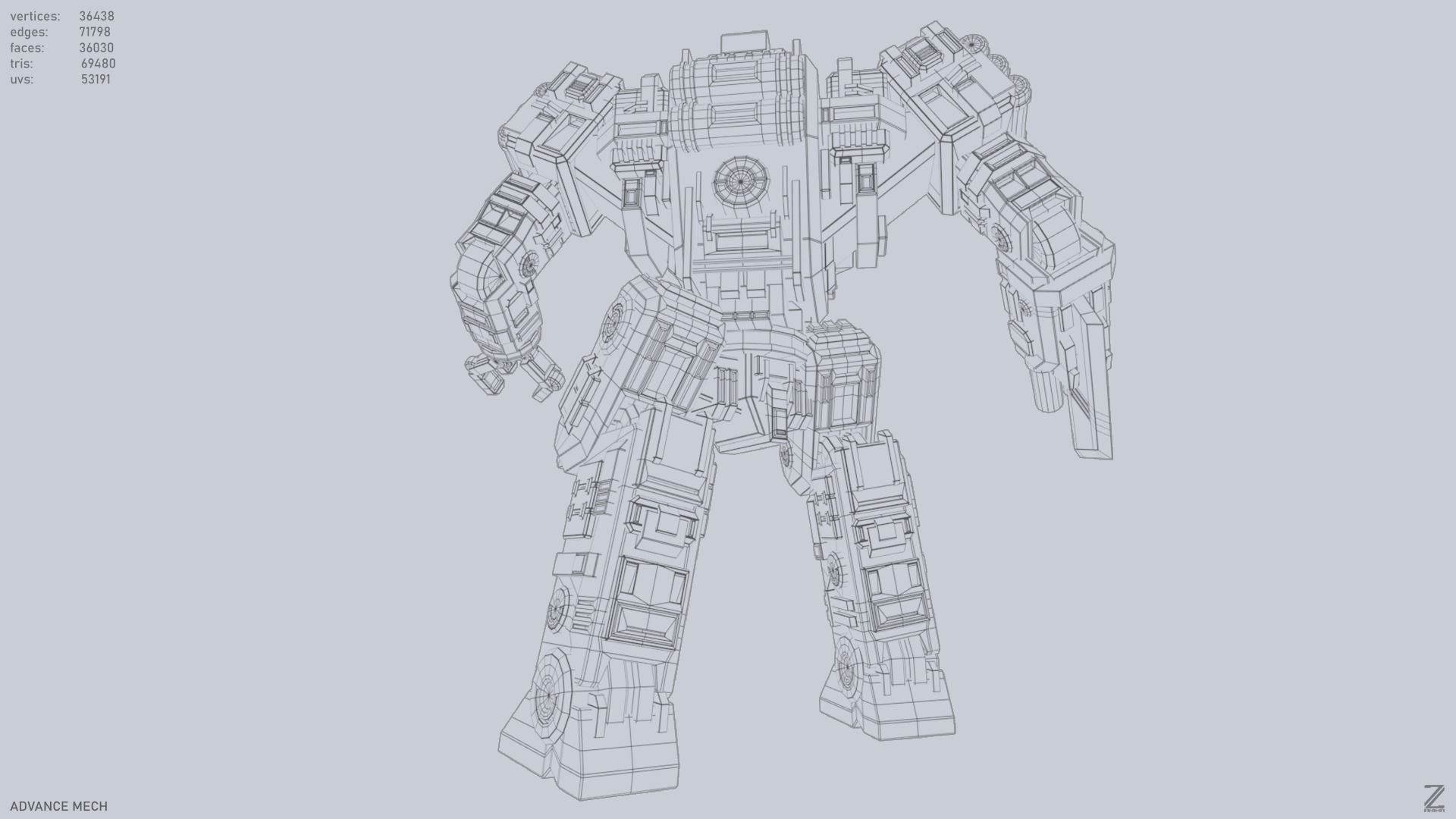 Advance Mech Low-poly 3D model_15