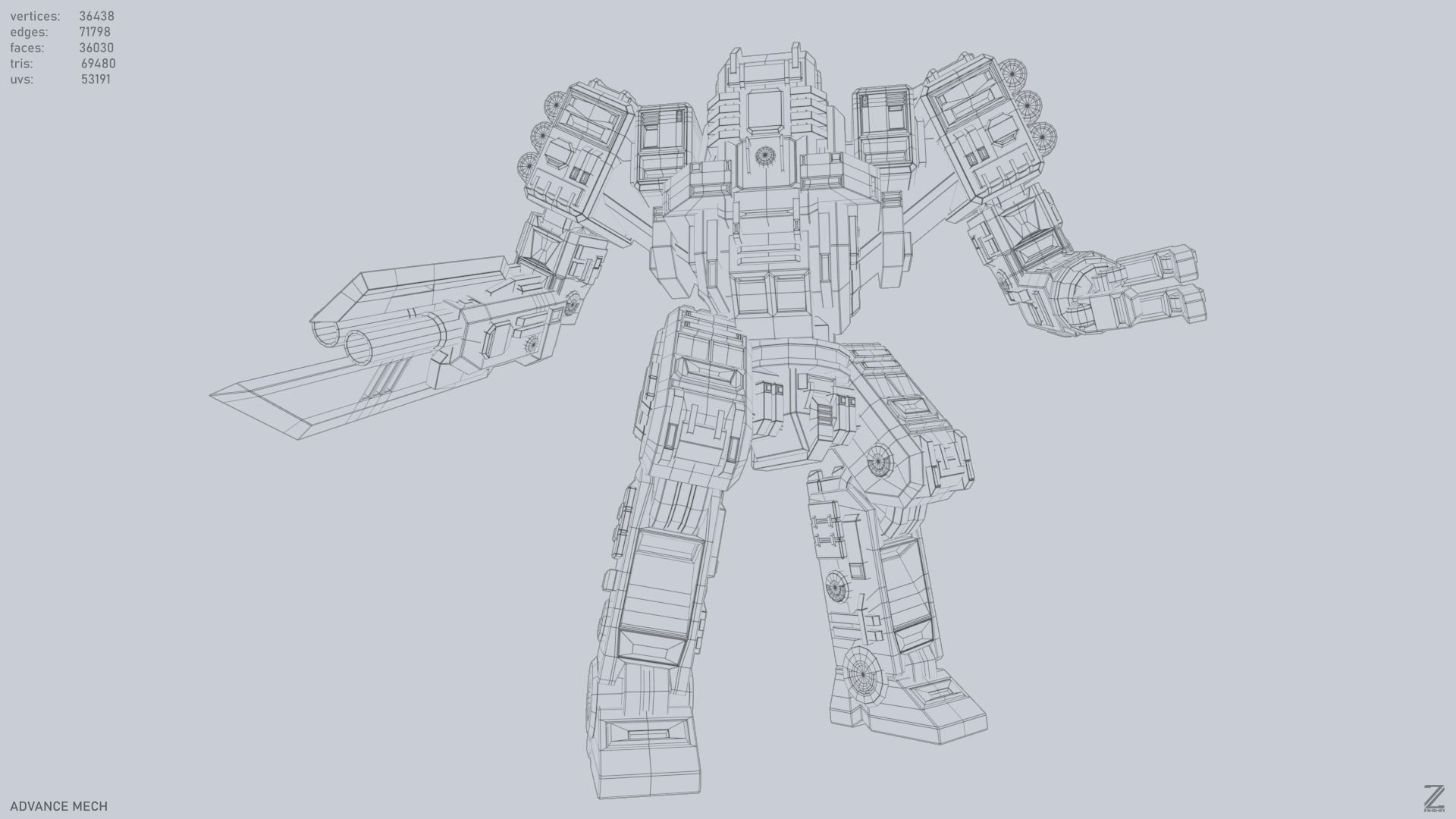 Advance Mech Low-poly 3D model_9