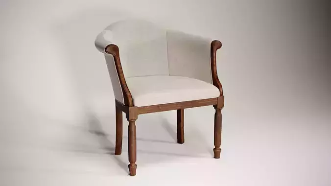 3D armchair chair with fabric and wooden legs