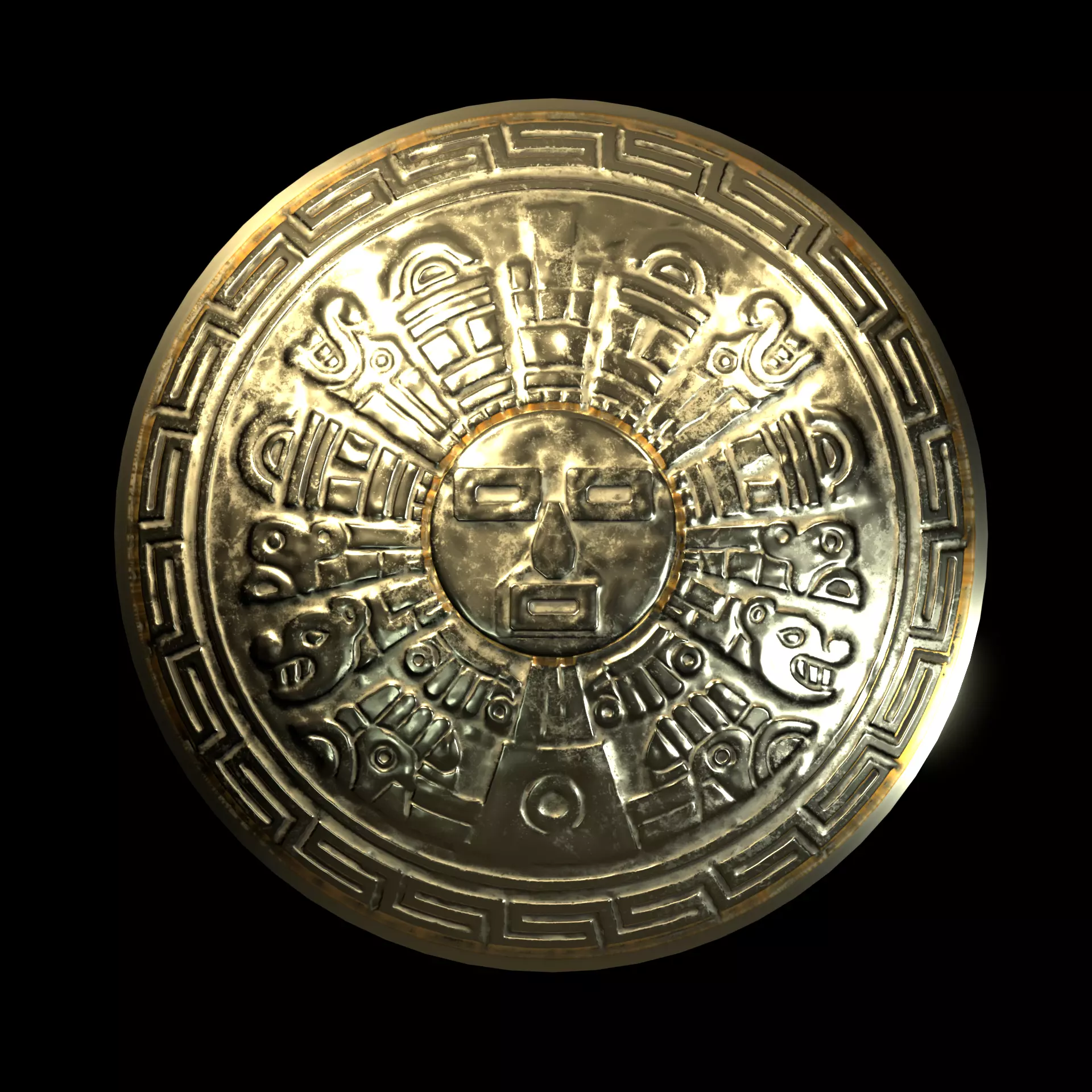 Gold Shield - Inca Empire 3D model_0