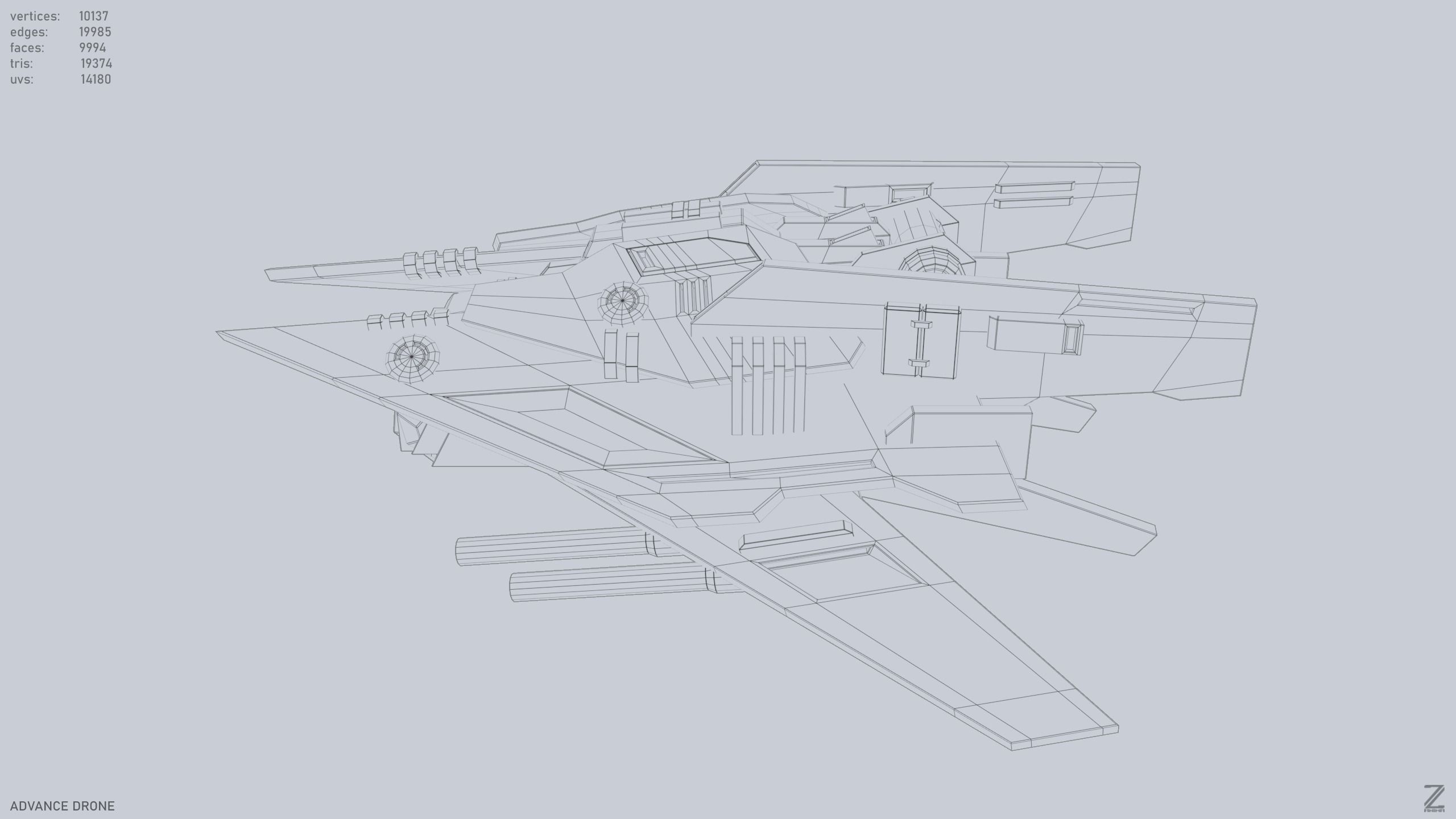 Advance Drone Low-poly 3D model_11