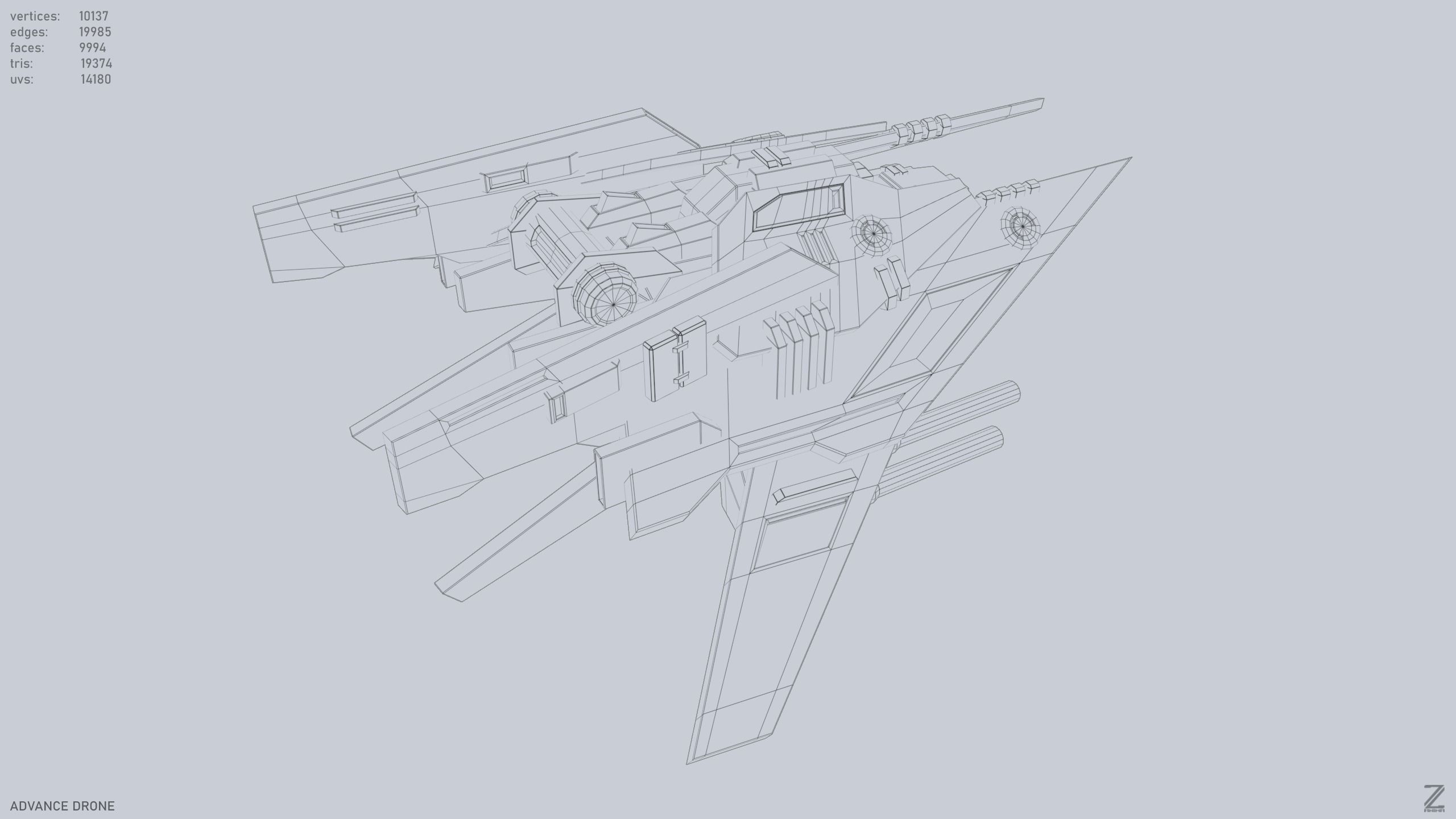 Advance Drone Low-poly 3D model_14